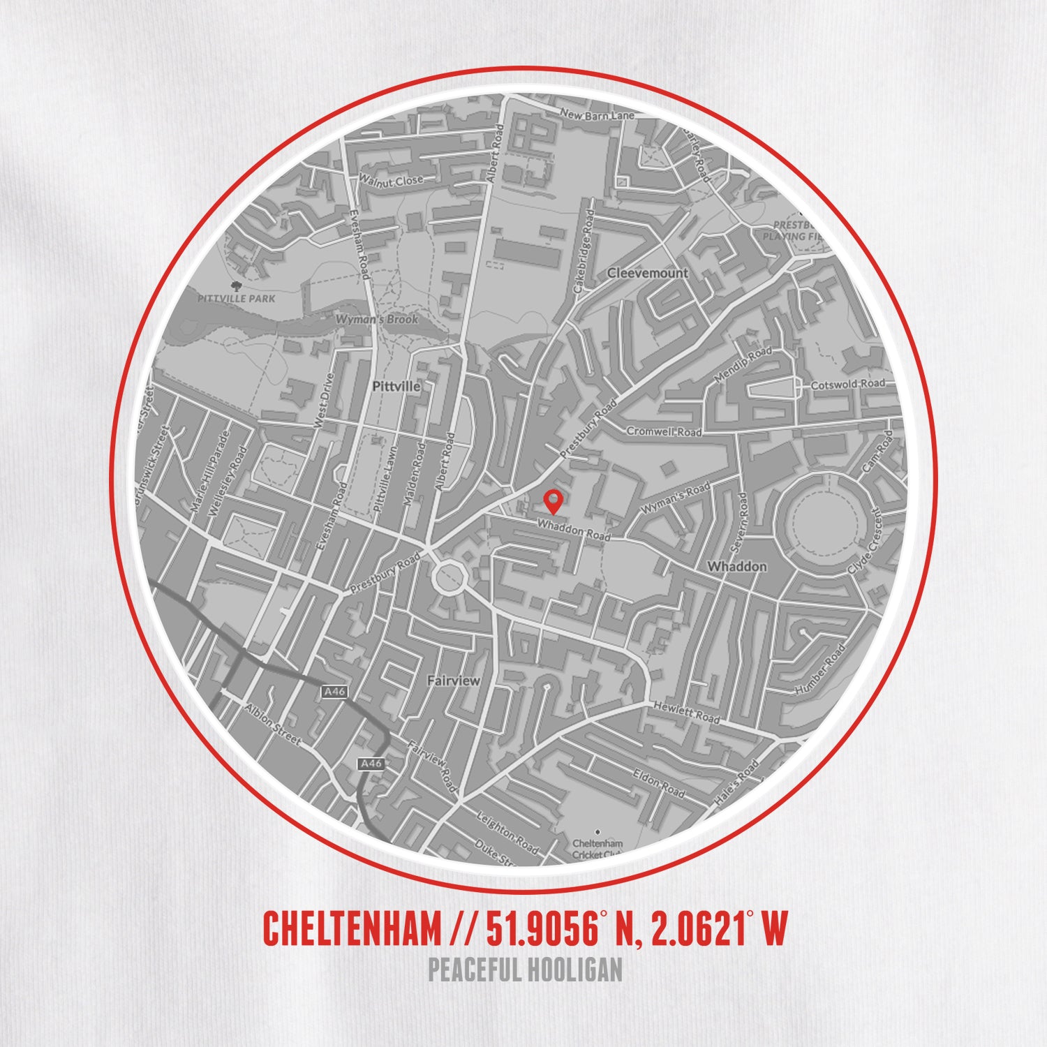 Cheltenham Town Location T-Shirt White - Peaceful Hooligan