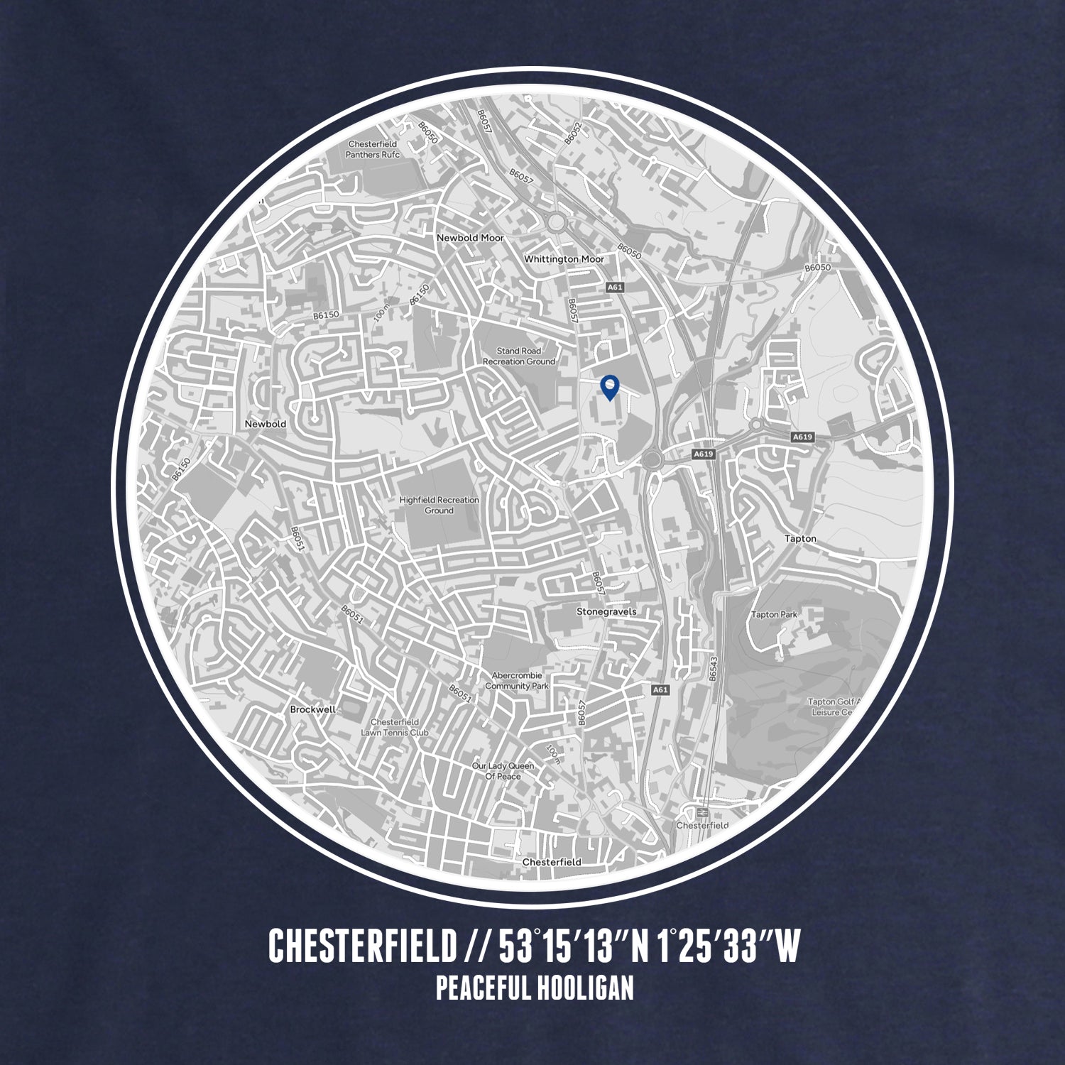 Chesterfield Location Sweatshirt Navy - Peaceful Hooligan