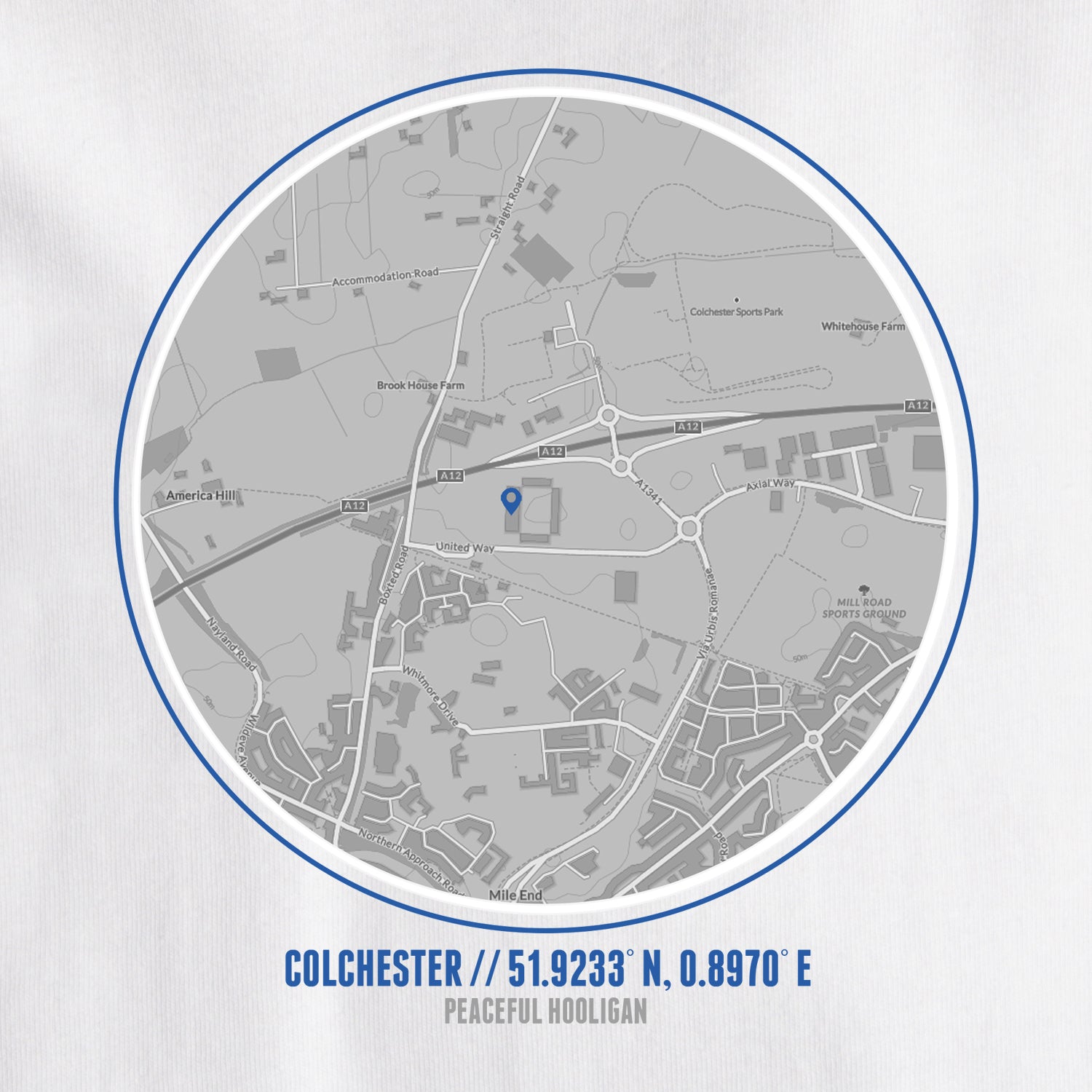 Colchester United Location T-Shirt White - Peaceful Hooligan