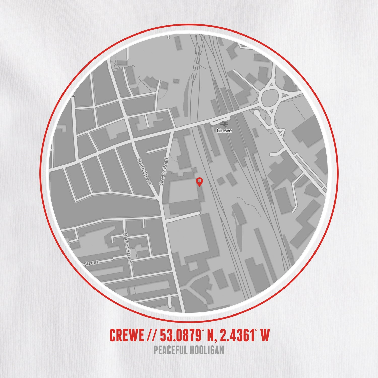 Crewe Location T-Shirt White - Peaceful Hooligan