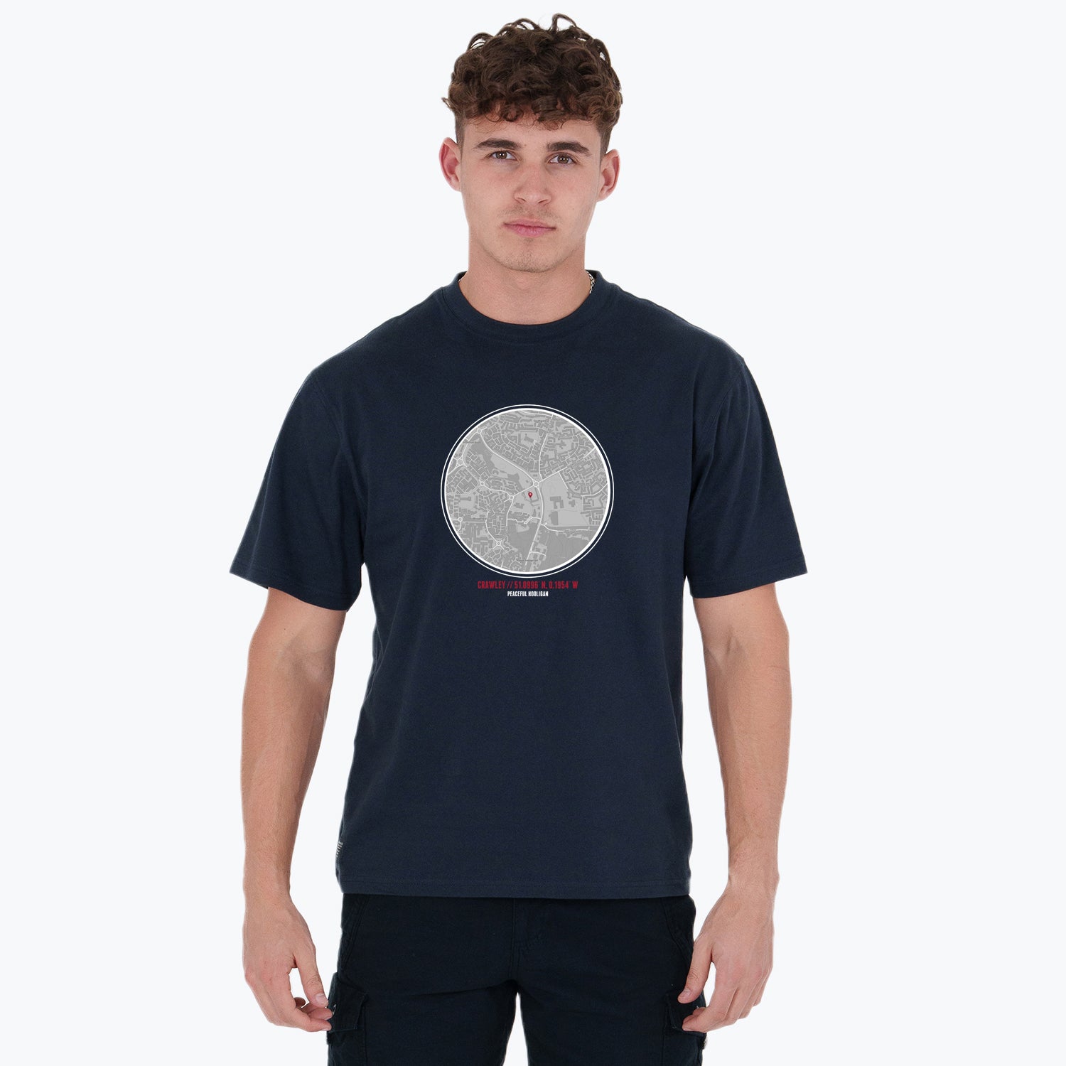 Crawley Town Location T-Shirt Navy - Peaceful Hooligan