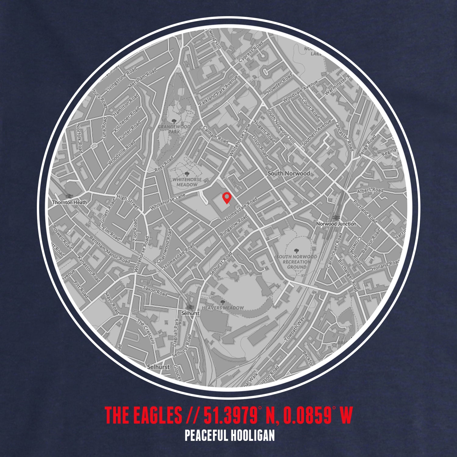 The Eagles Location Hoodie Navy - Peaceful Hooligan