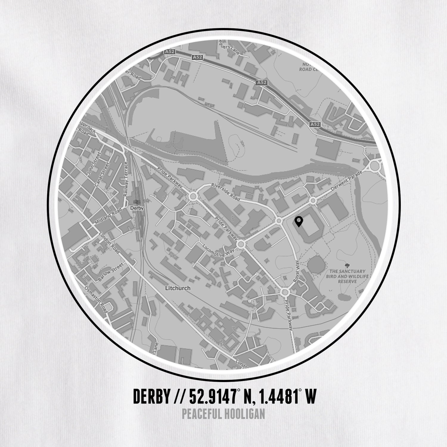 Derby Location T-Shirt White - Peaceful Hooligan