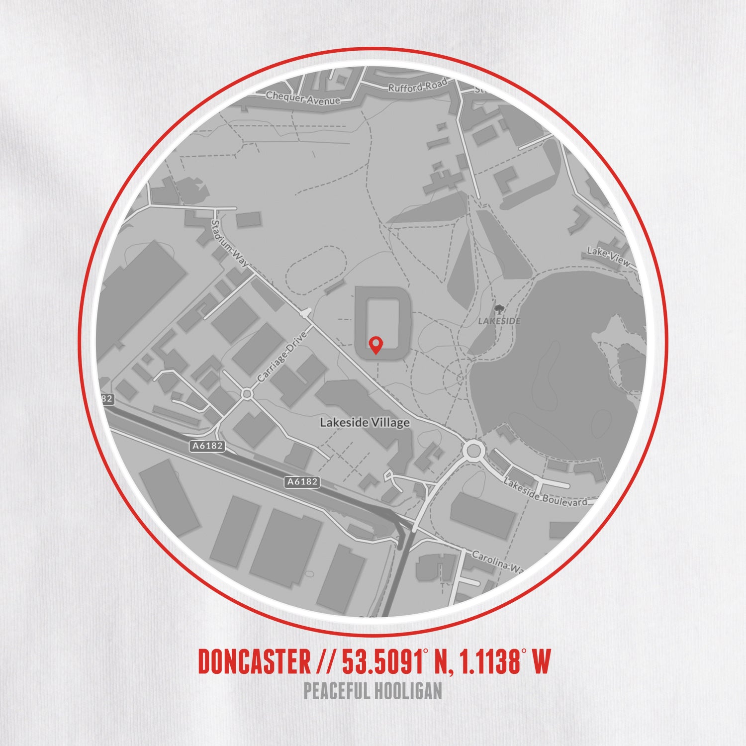 Doncaster Location T-Shirt White - Peaceful Hooligan