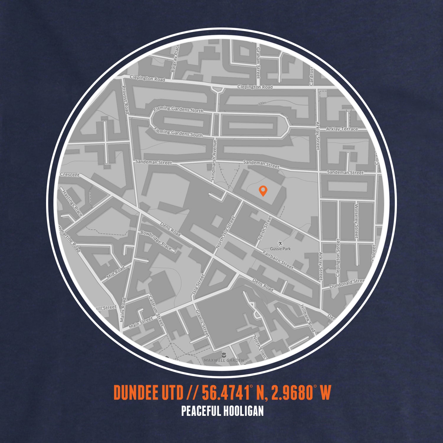 Dundee Utd Location Hoodie Navy - Peaceful Hooligan