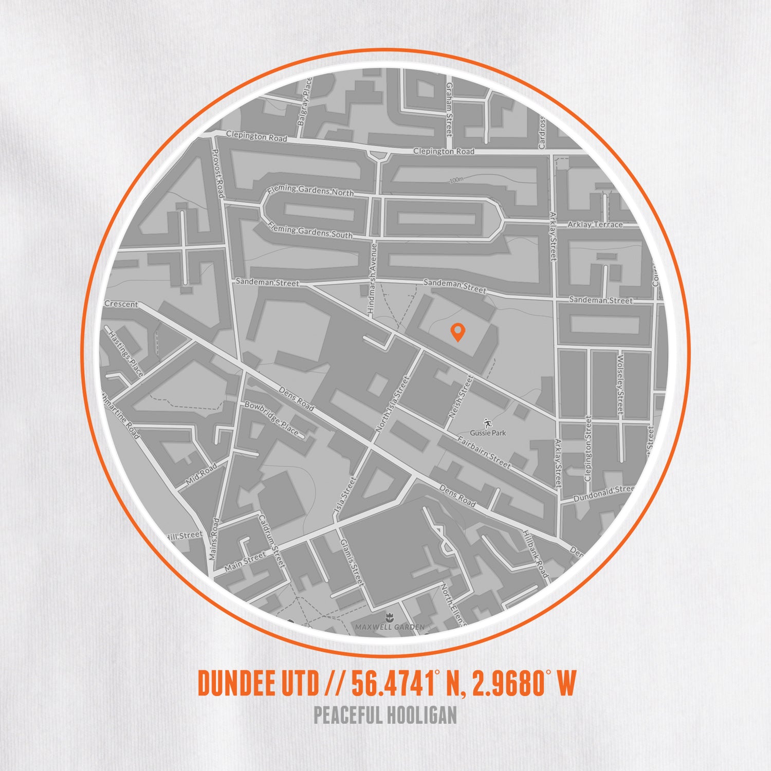 Dundee Utd Location T-Shirt White - Peaceful Hooligan