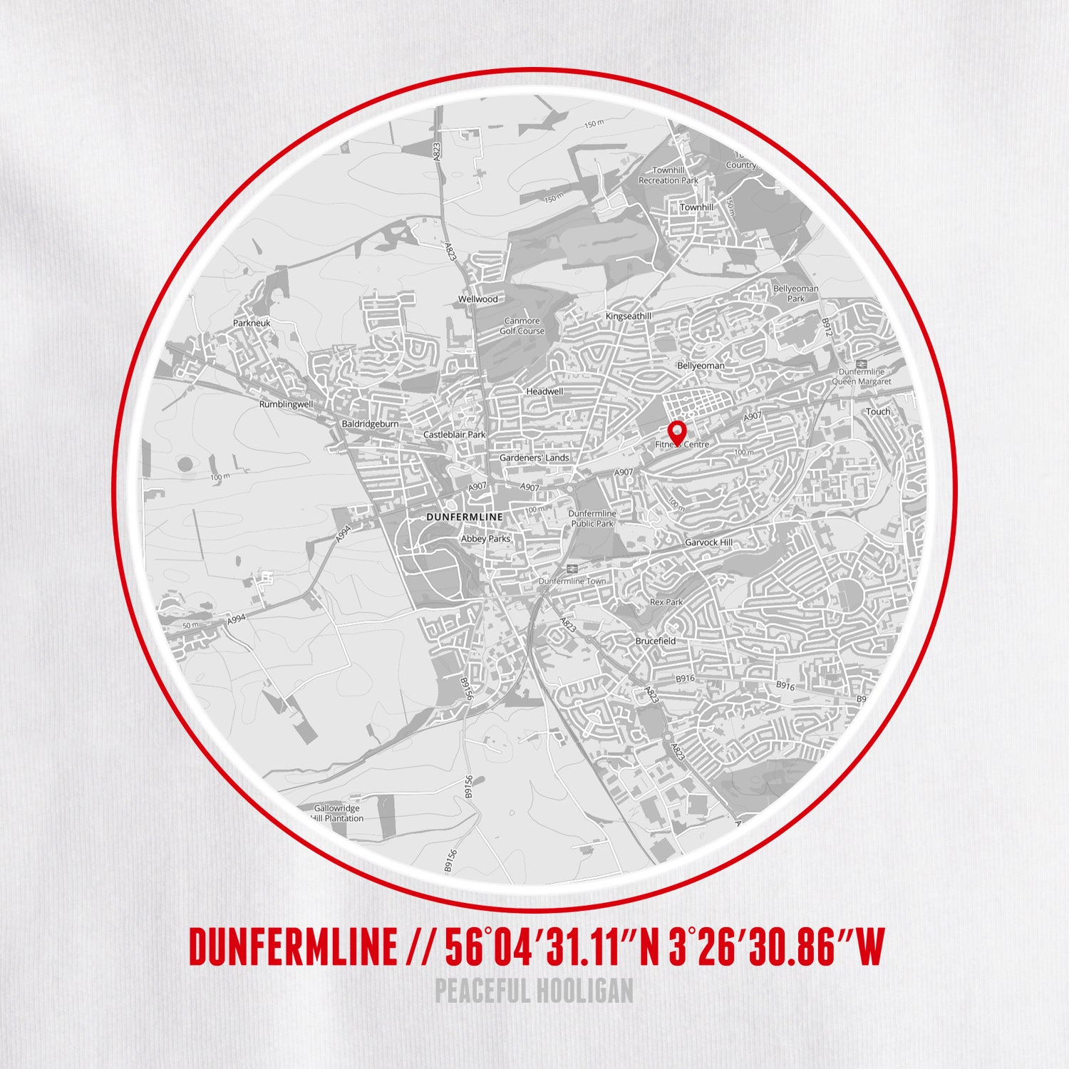 Dunfermline Athletic Location T-Shirt White - Peaceful Hooligan