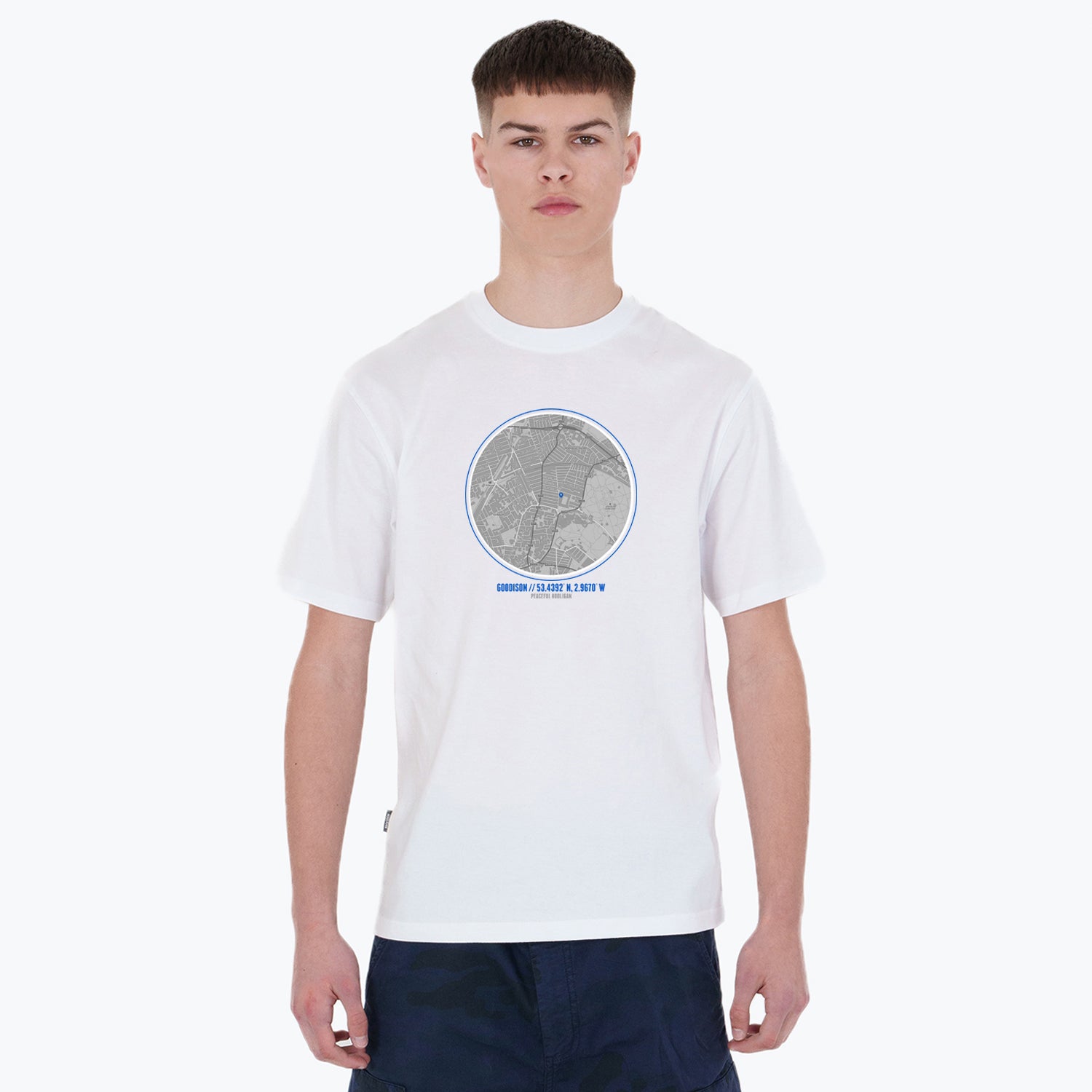 Goodison Location T-Shirt White - Peaceful Hooligan