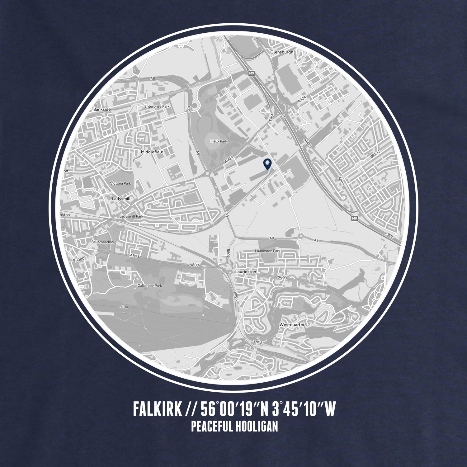 Falkirk Location Sweatshirt Navy - Peaceful Hooligan