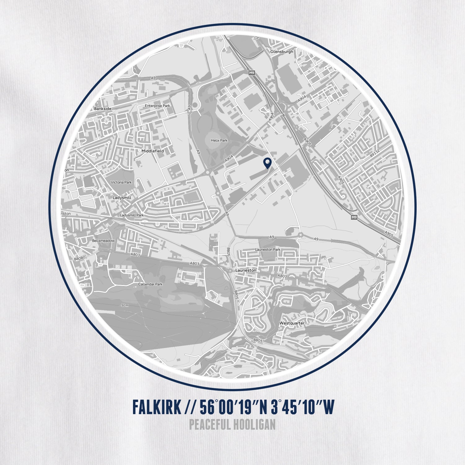 Falkirk Location T-Shirt White - Peaceful Hooligan