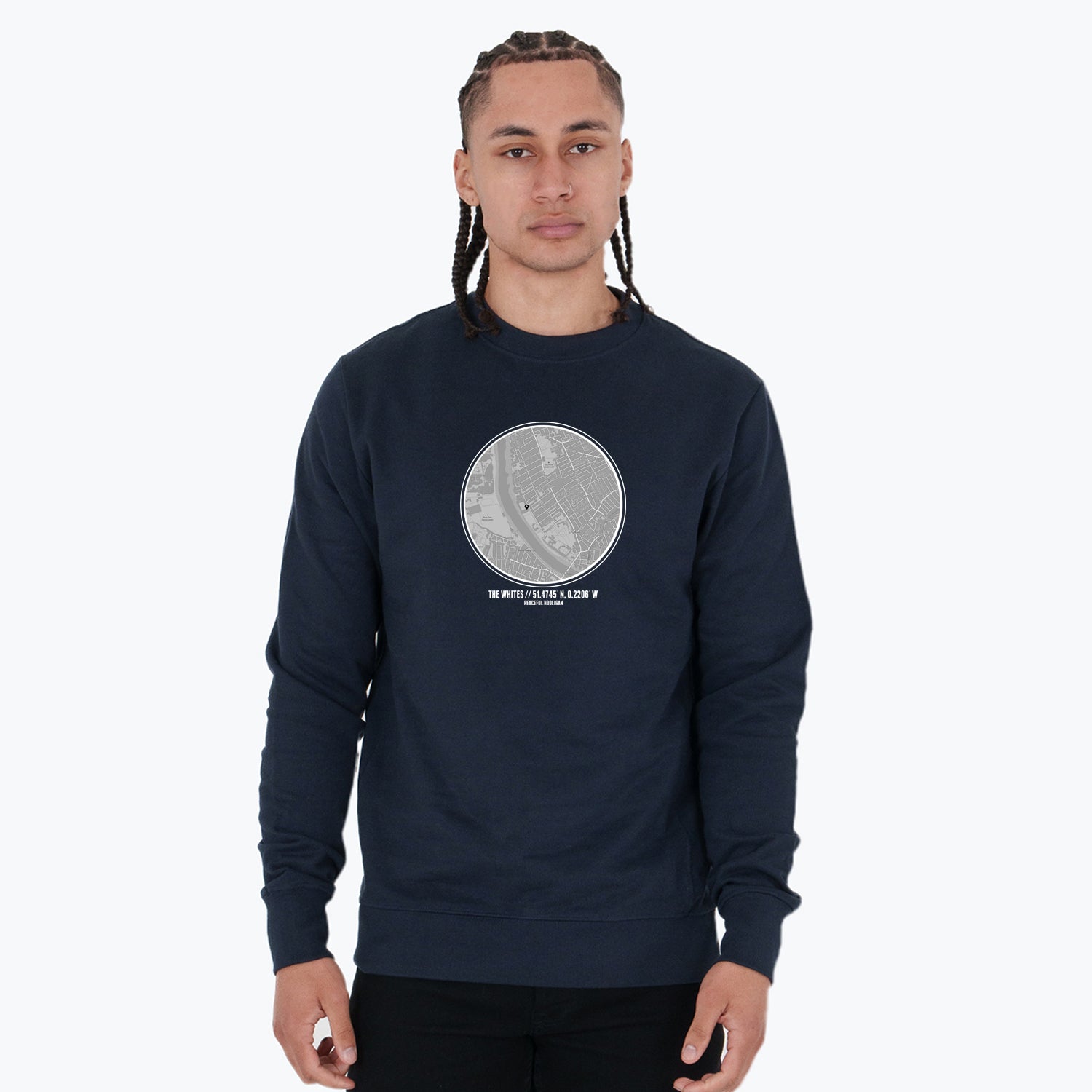 Fulham Location Sweatshirt Navy - Peaceful Hooligan
