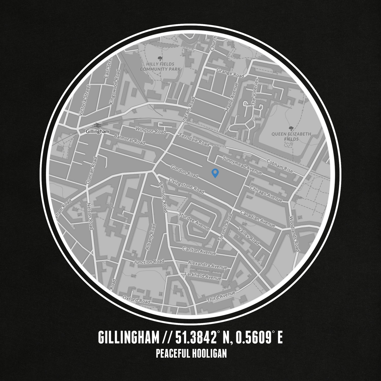 Gillingham Location Sweatshirt Black - Peaceful Hooligan