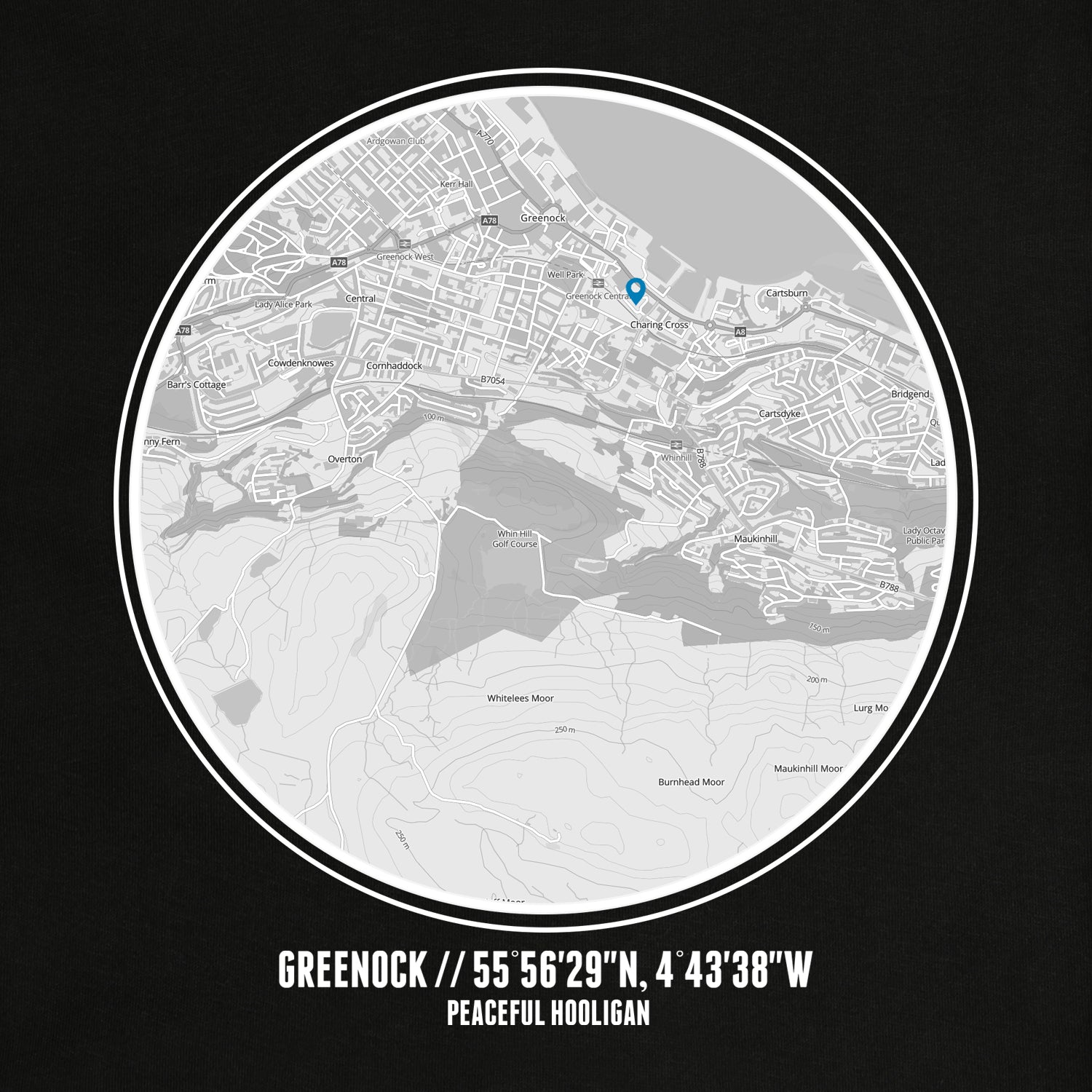 Greenock Morton Location Hoodie Black - Peaceful Hooligan