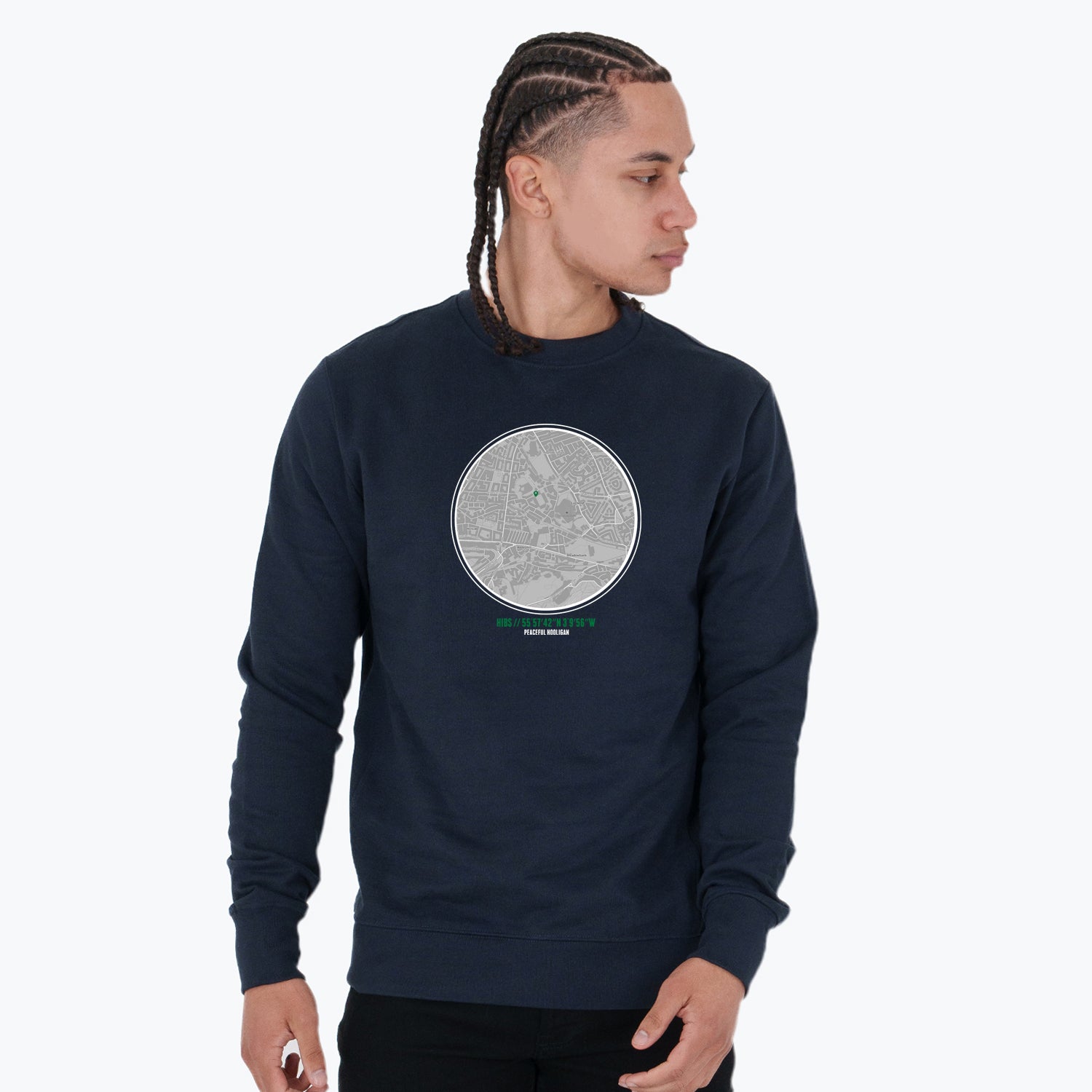 Hibernian Location Sweatshirt Navy - Peaceful Hooligan