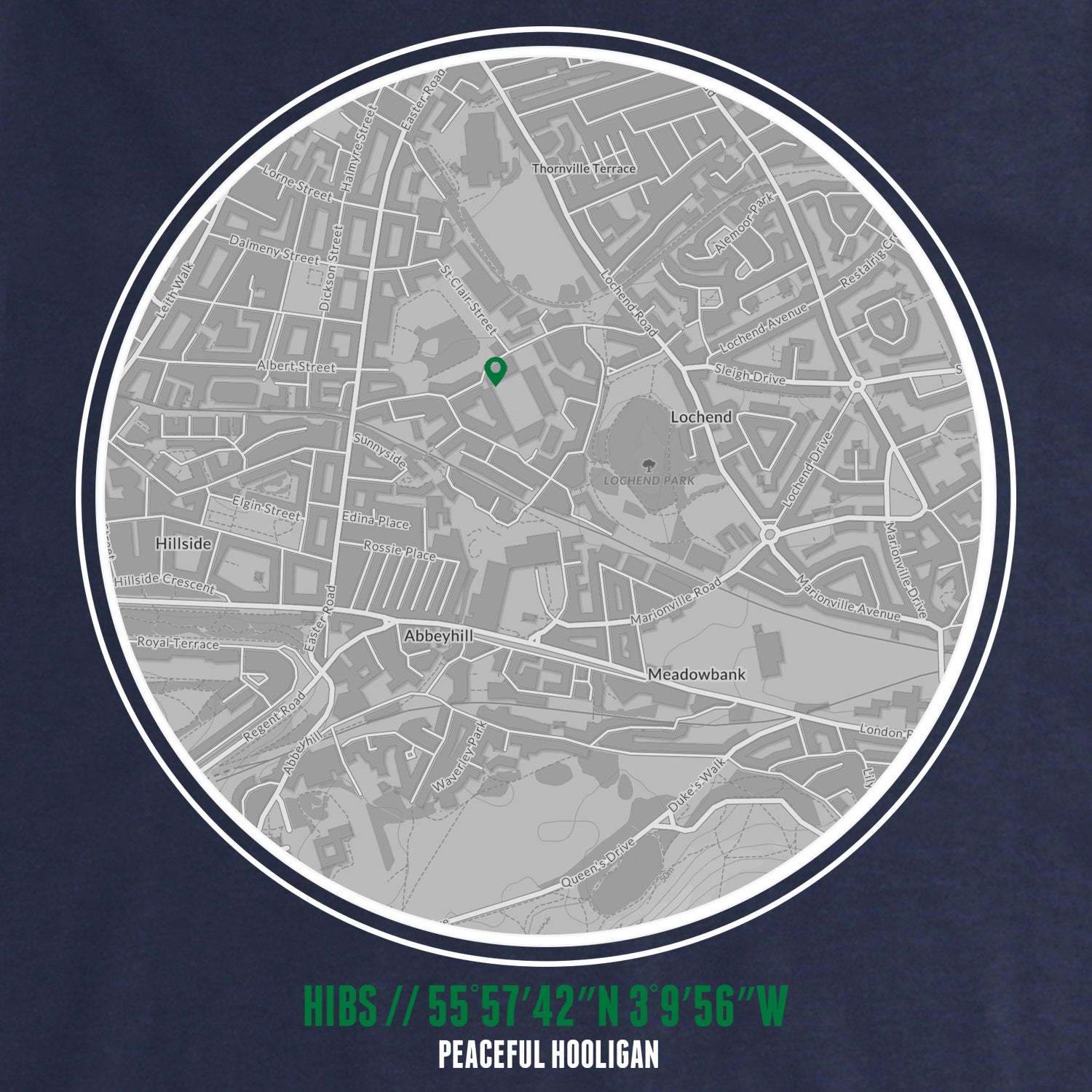Hibernian Location Sweatshirt Navy - Peaceful Hooligan