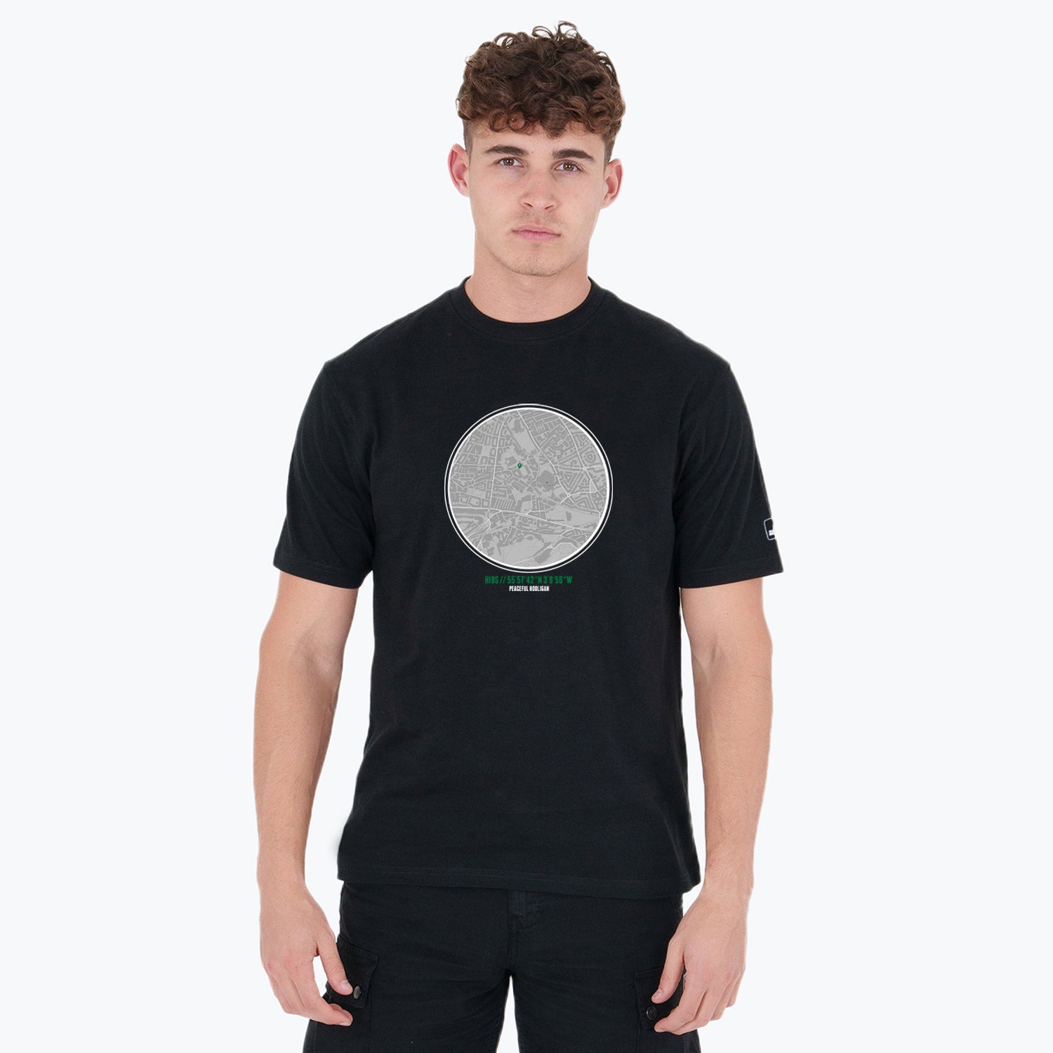 Hibernian Location T-Shirt Black - Peaceful Hooligan