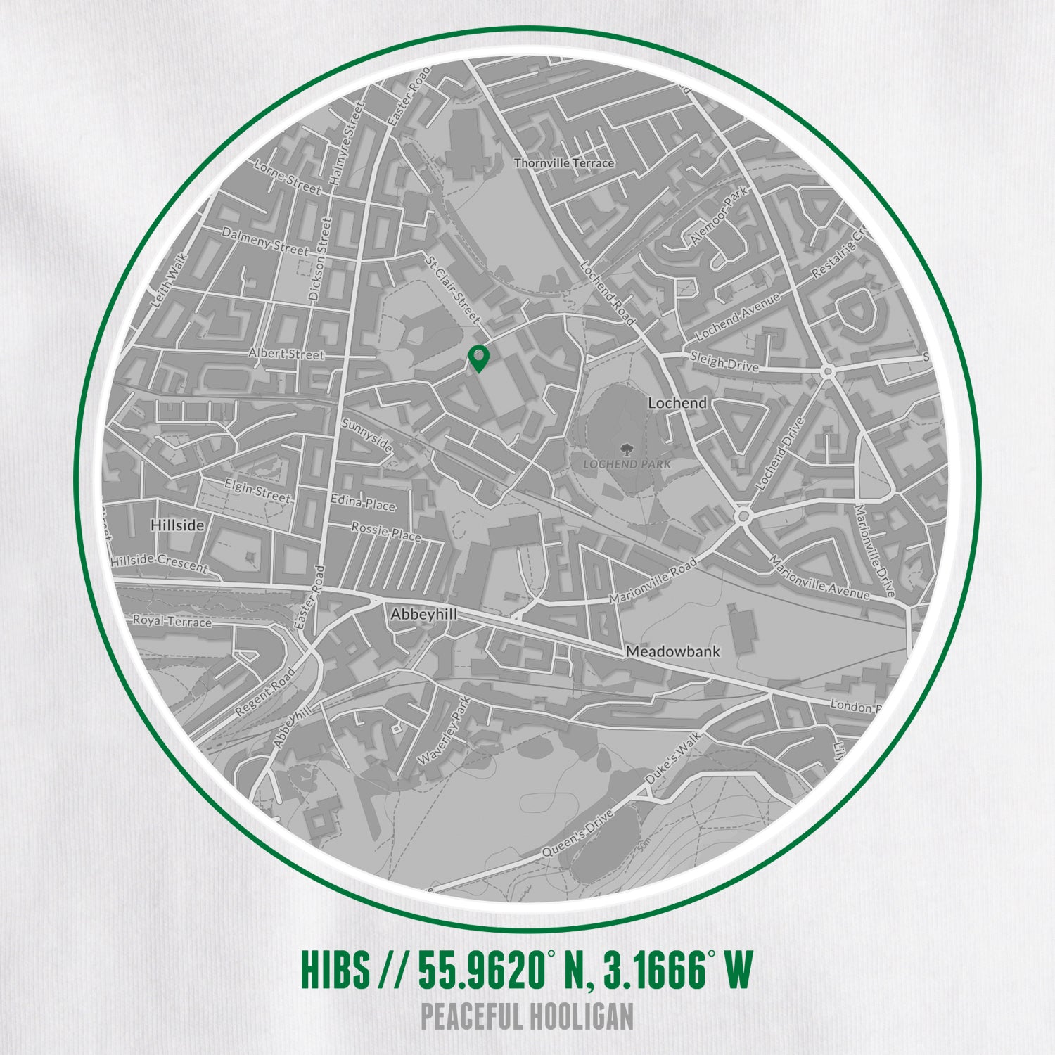 Hibernian Location T-Shirt White - Peaceful Hooligan