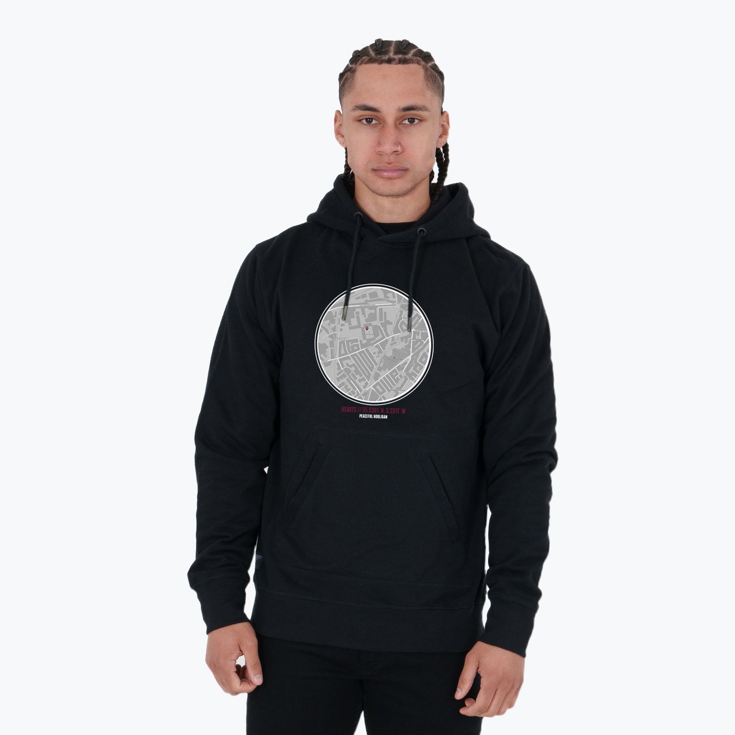 Hearts Location Hoodie Black - Peaceful Hooligan