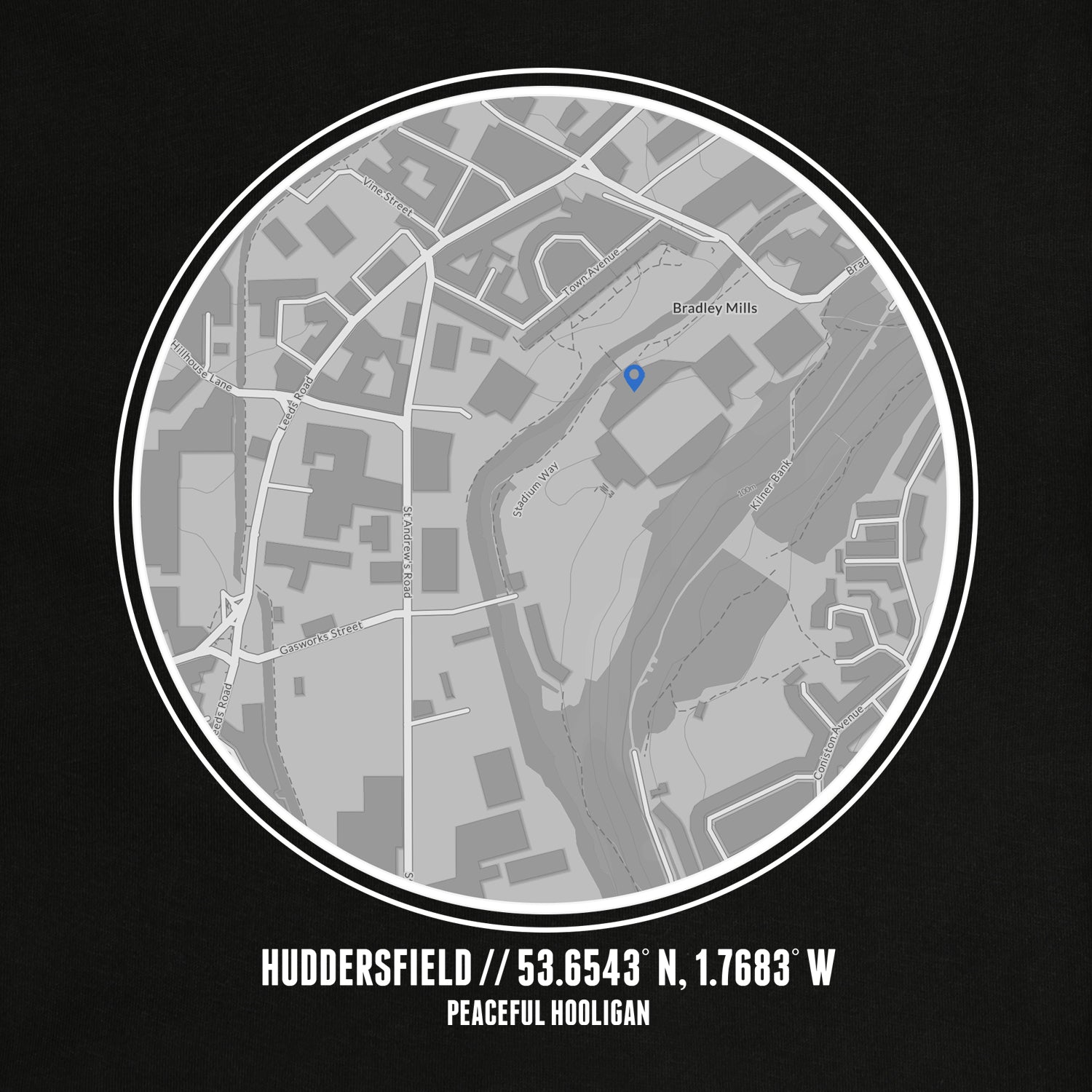 Huddersfield Location Sweatshirt Black - Peaceful Hooligan