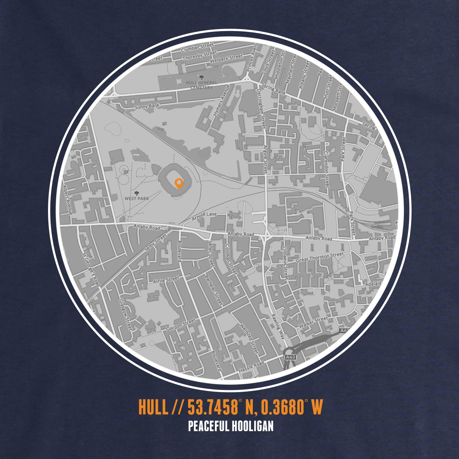 Hull City Location Hoodie Navy - Peaceful Hooligan