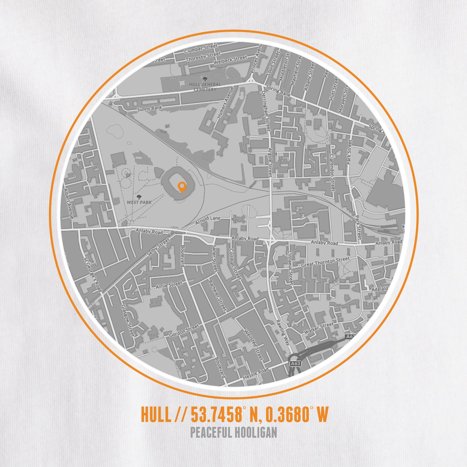 Hull City Location T-Shirt White - Peaceful Hooligan