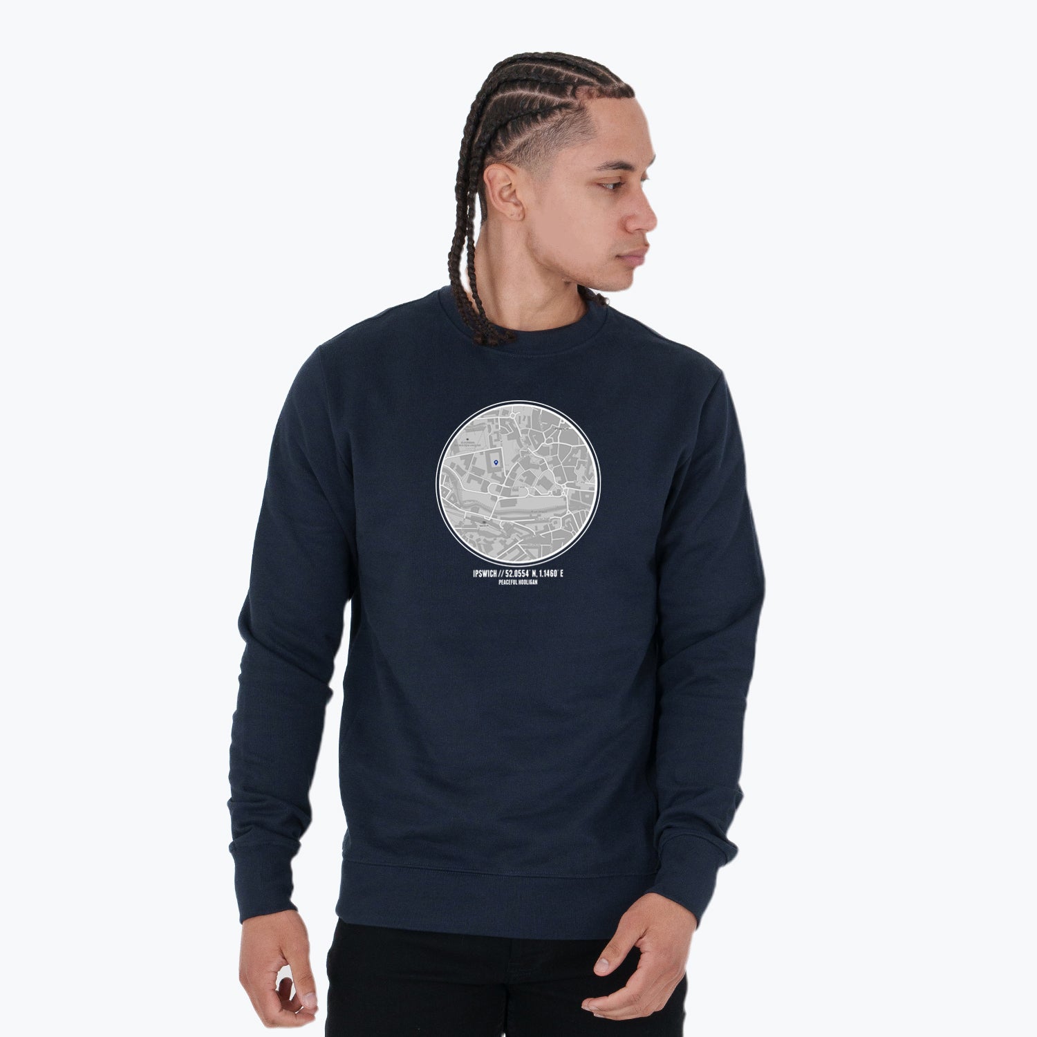 Ipswich Location Sweatshirt Navy - Peaceful Hooligan