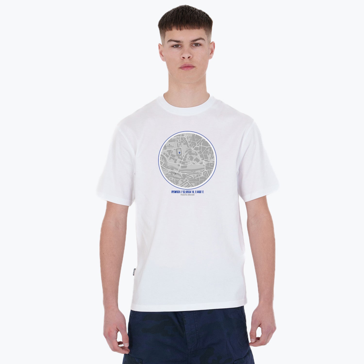 Ipswich Location T-Shirt White - Peaceful Hooligan