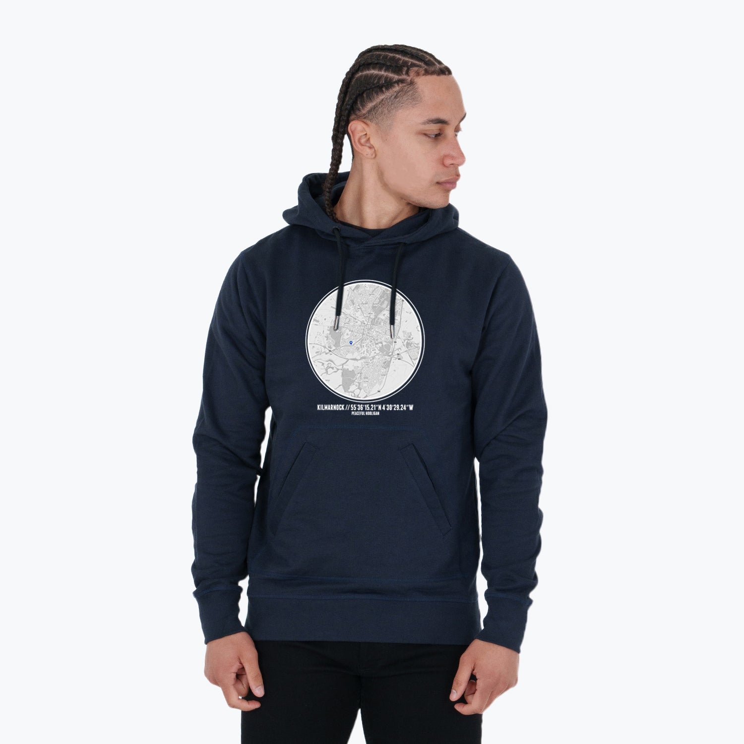 Kilmarnock Location Hoodie Navy - Peaceful Hooligan