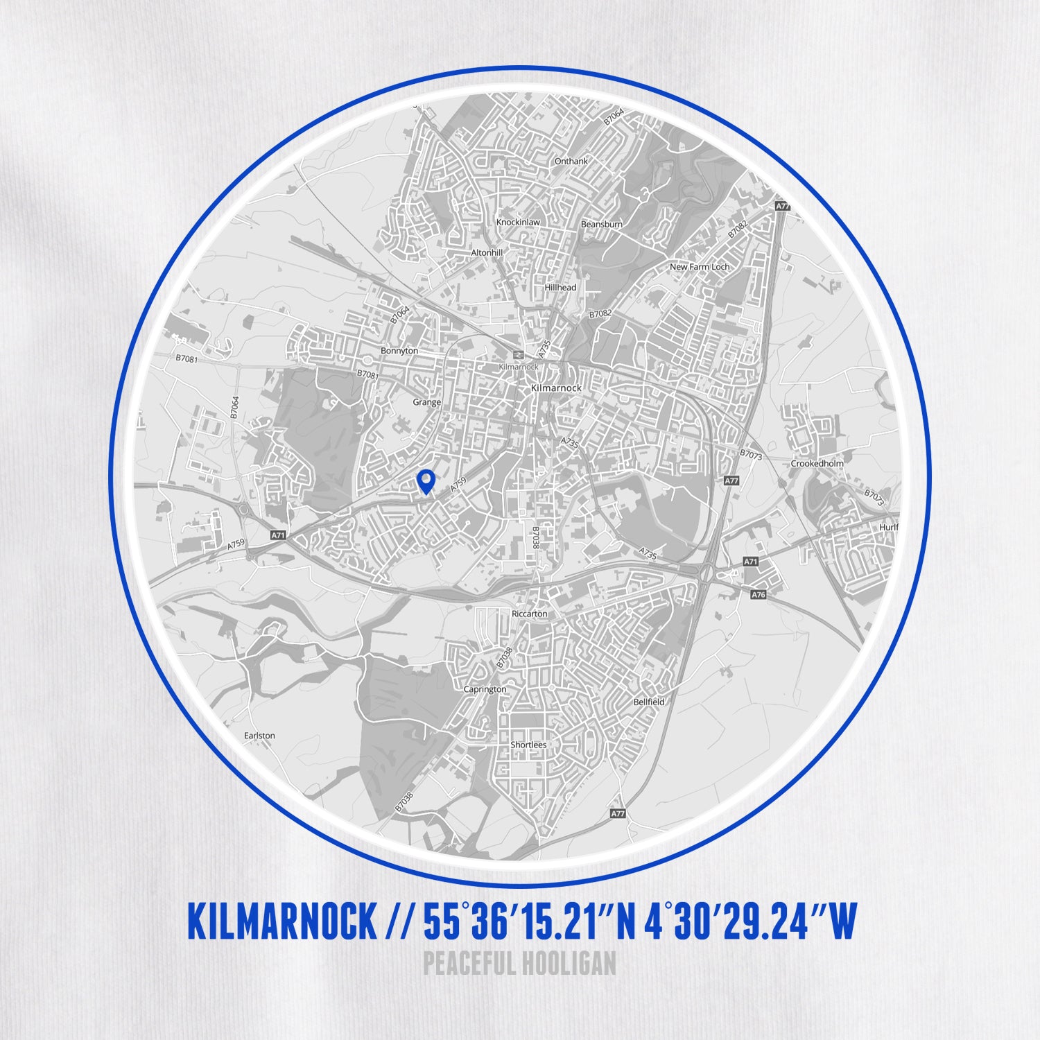 Kilmarnock Location T-Shirt White - Peaceful Hooligan