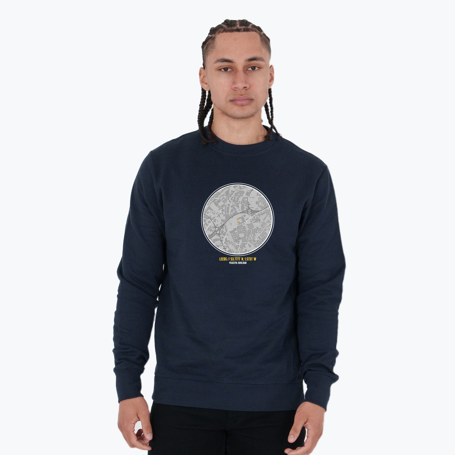 Leeds Location Sweatshirt Navy - Peaceful Hooligan