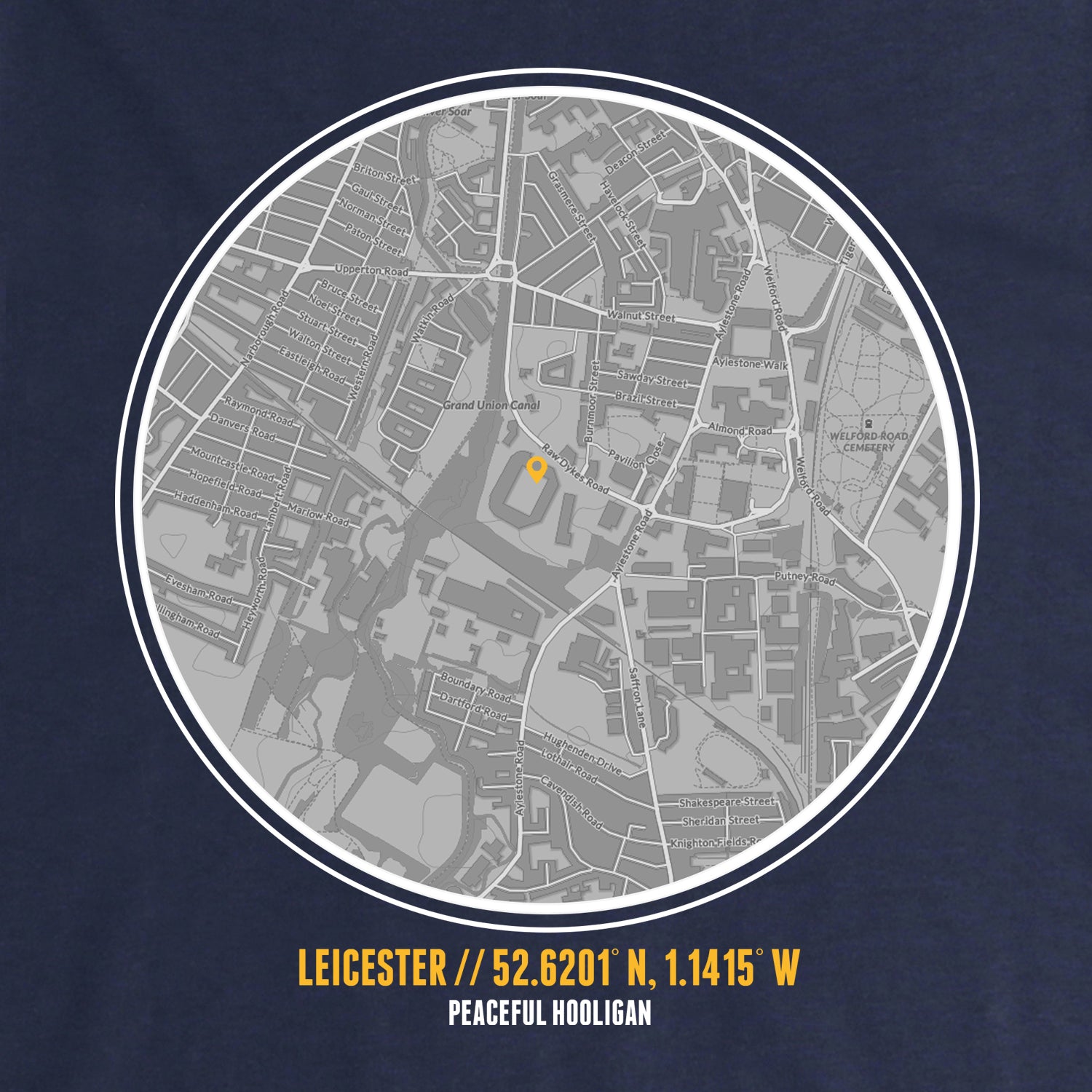 Leicester City Location Hoodie Navy - Peaceful Hooligan