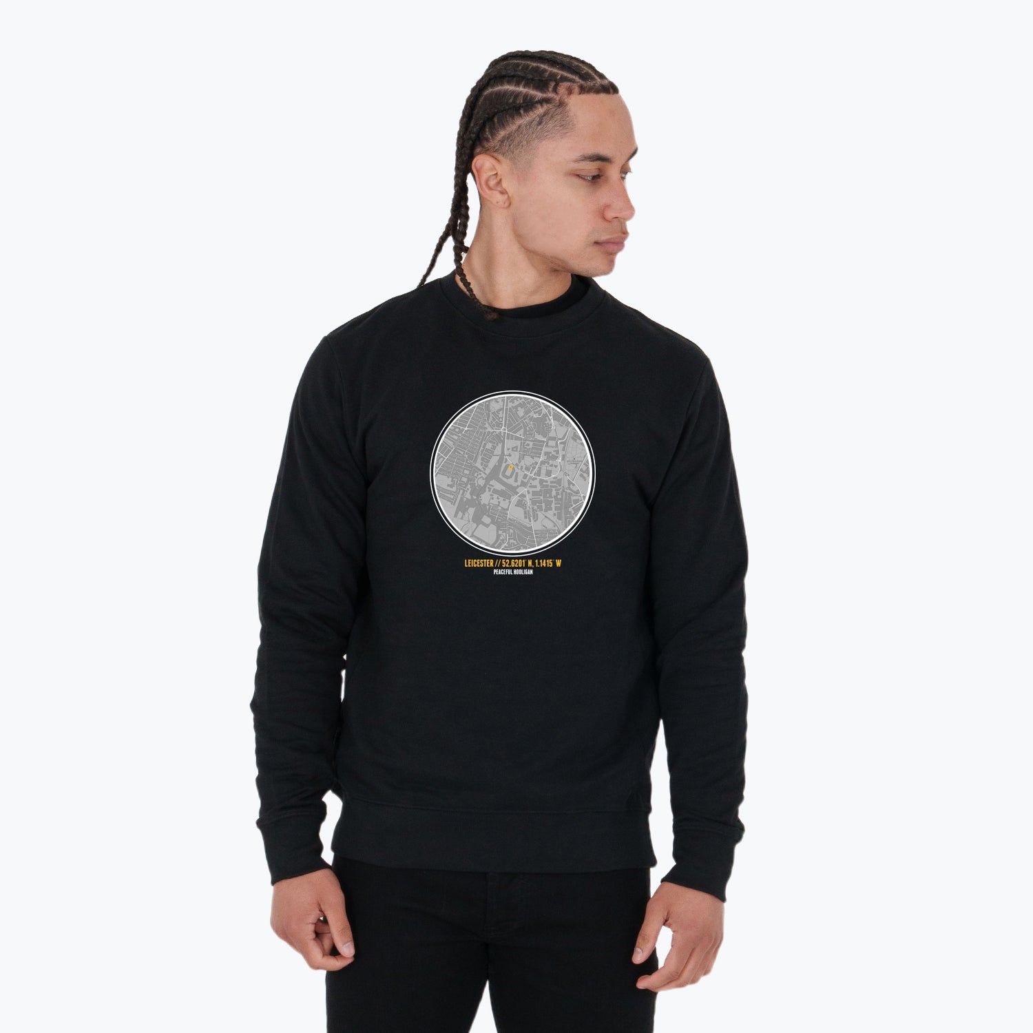 Leicester City Location Sweatshirt Black - Peaceful Hooligan