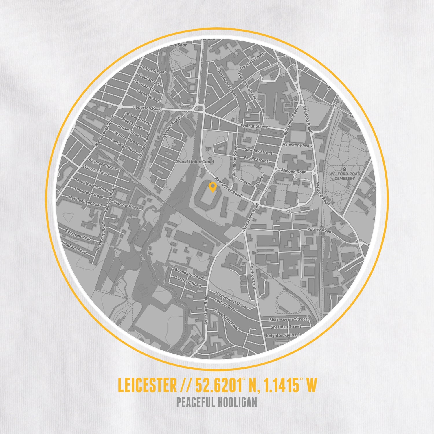 Leicester City Location T-Shirt White - Peaceful Hooligan