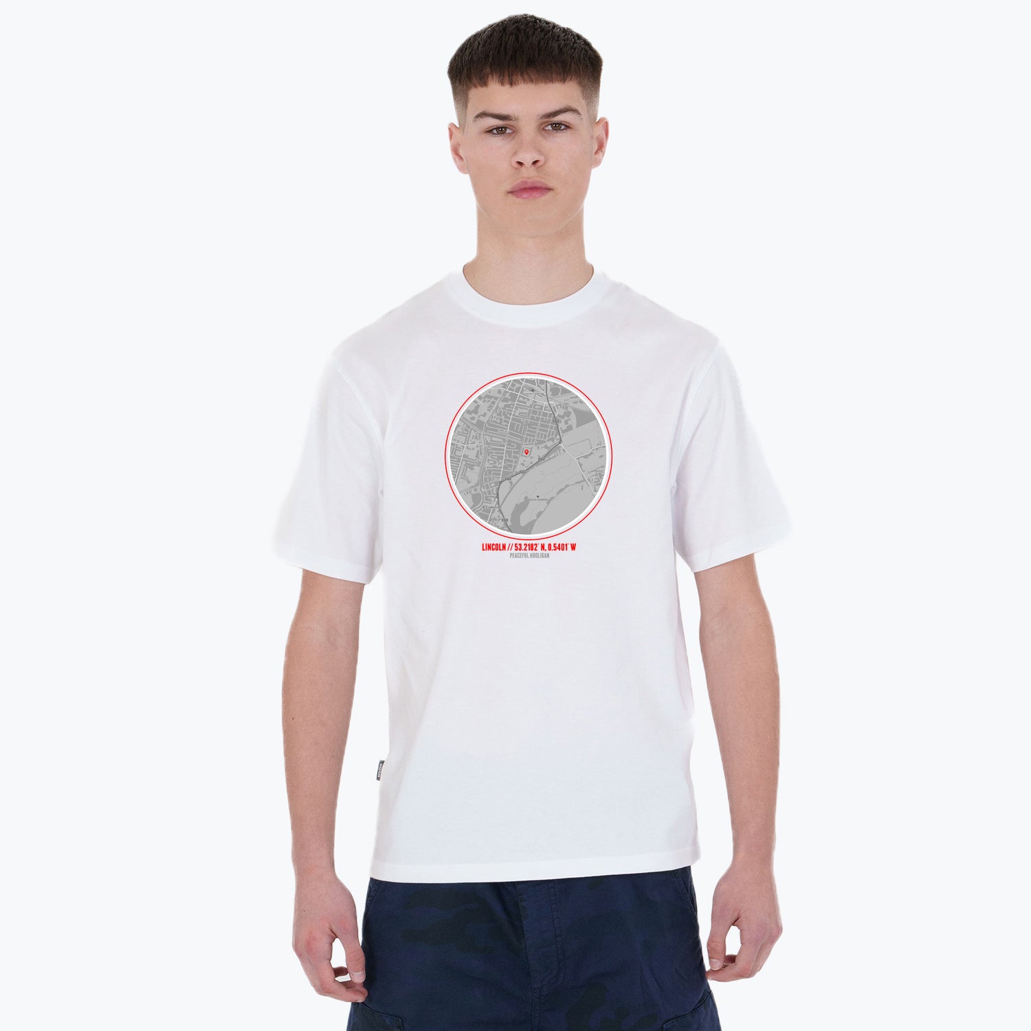 Lincoln City Location T-Shirt White - Peaceful Hooligan