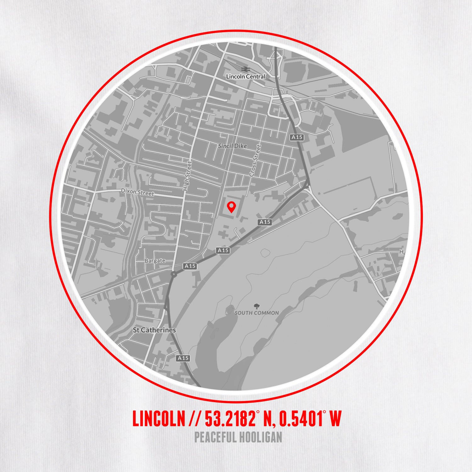 Lincoln City Location T-Shirt White - Peaceful Hooligan