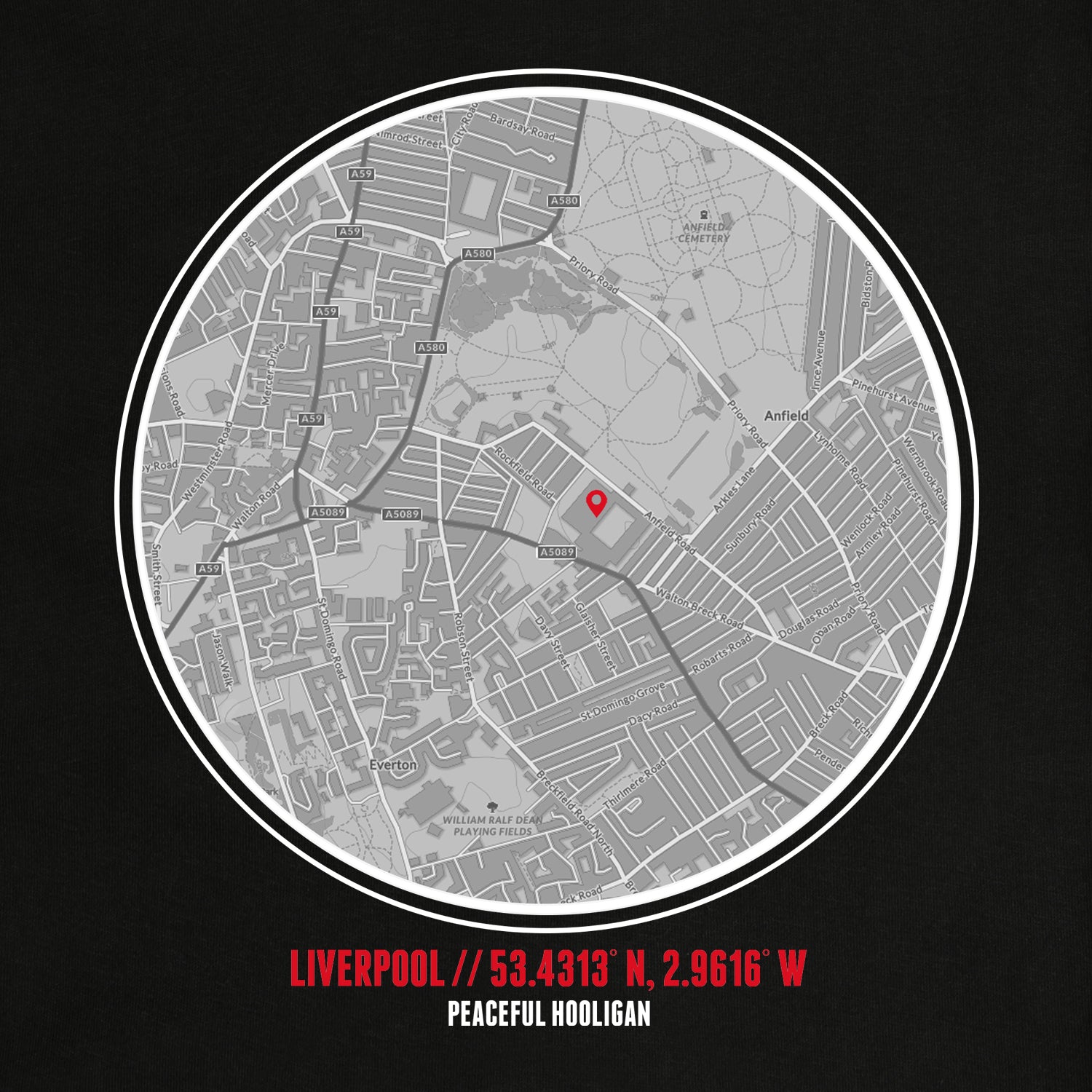 Liverpool Location Sweatshirt Black - Peaceful Hooligan