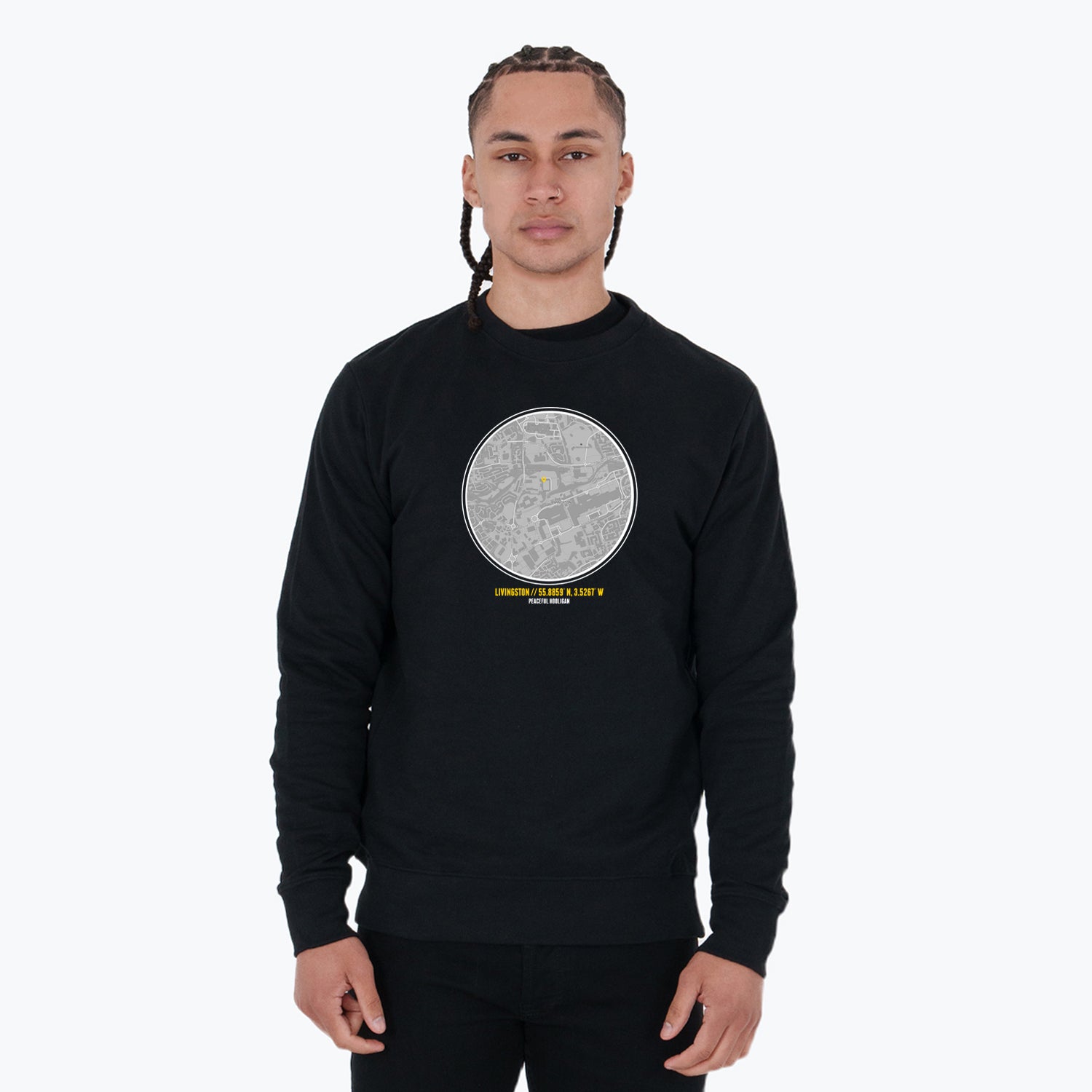 Livingston Location Sweatshirt Black - Peaceful Hooligan