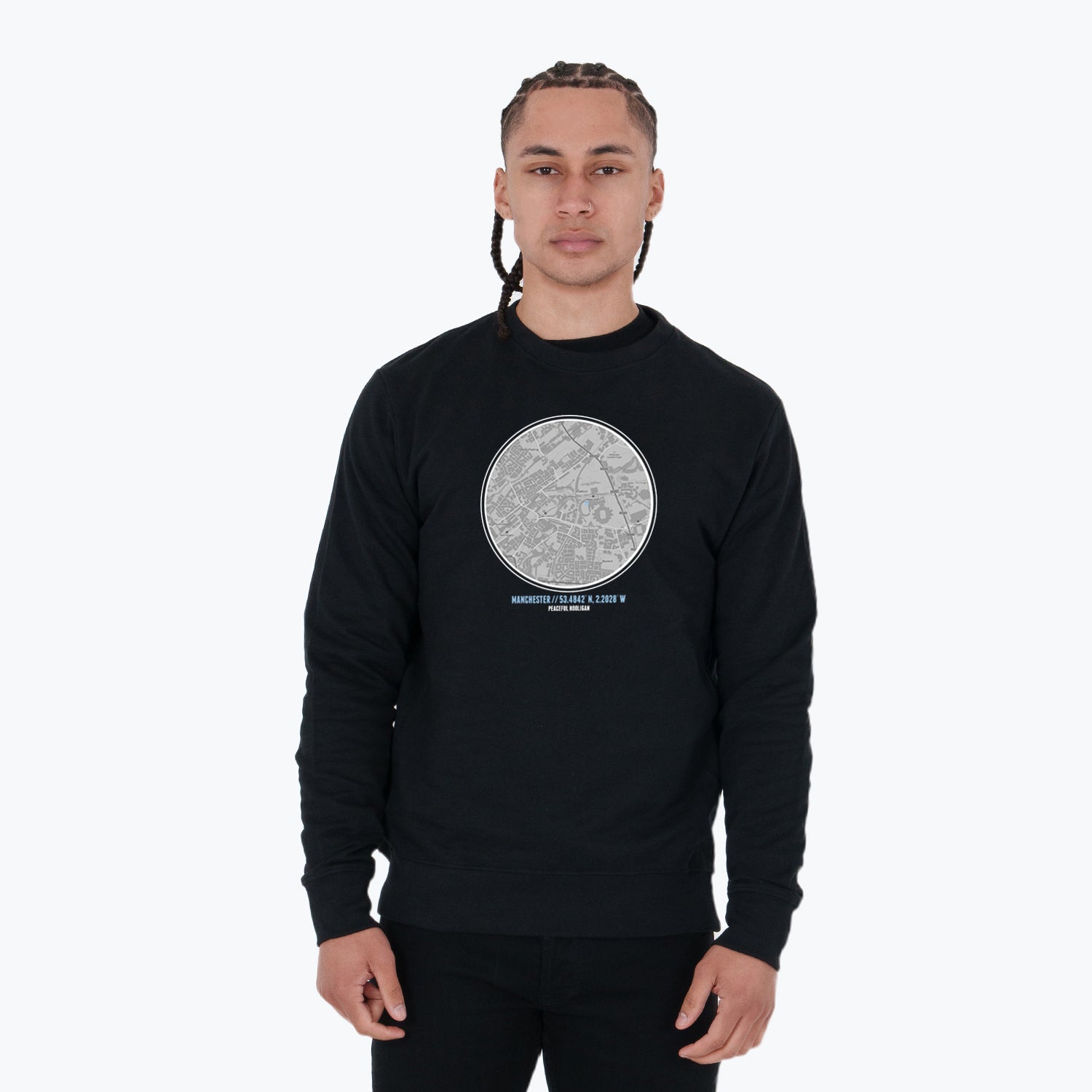 Manchester City Location Sweatshirt Black - Peaceful Hooligan
