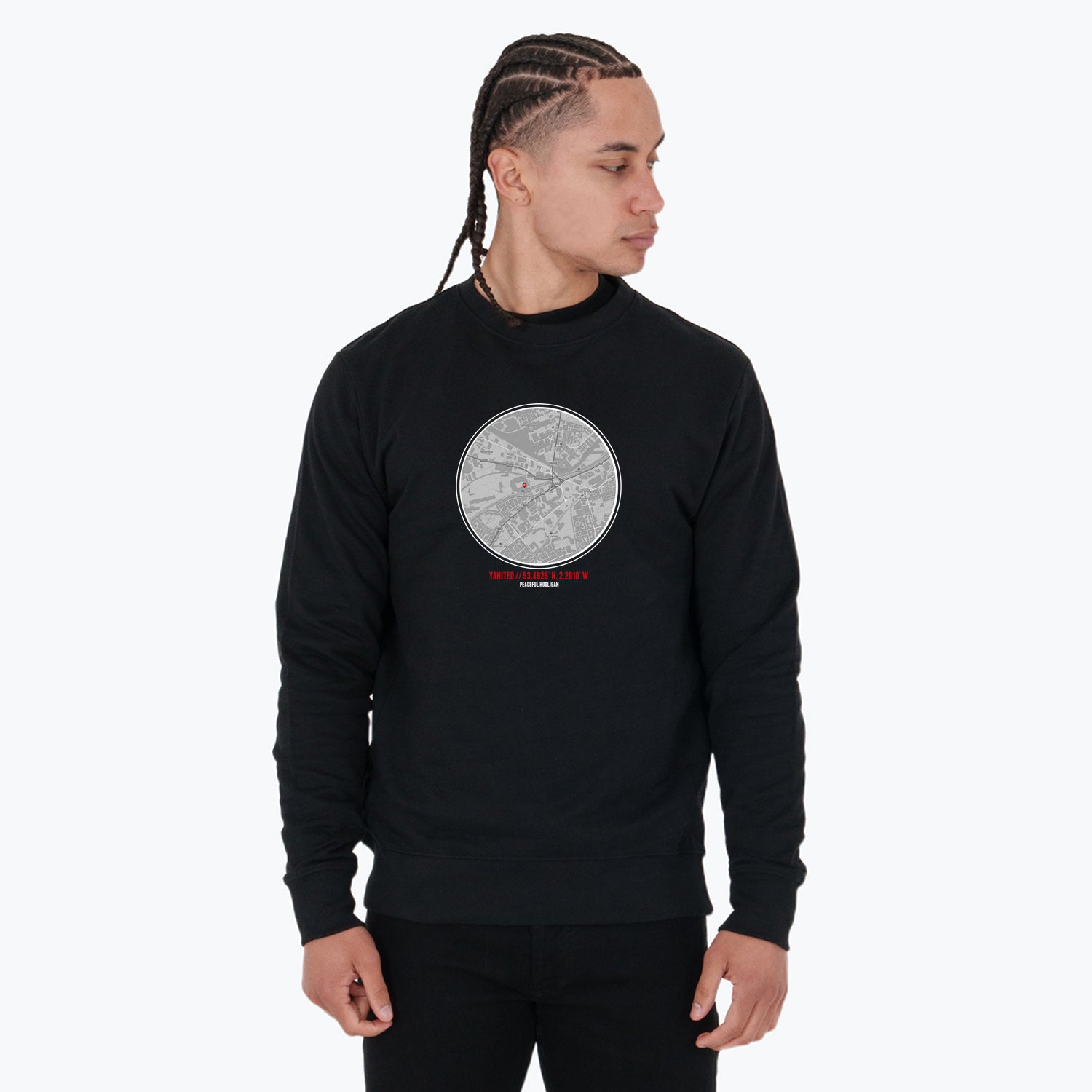 Yanited Location Sweatshirt Black - Peaceful Hooligan