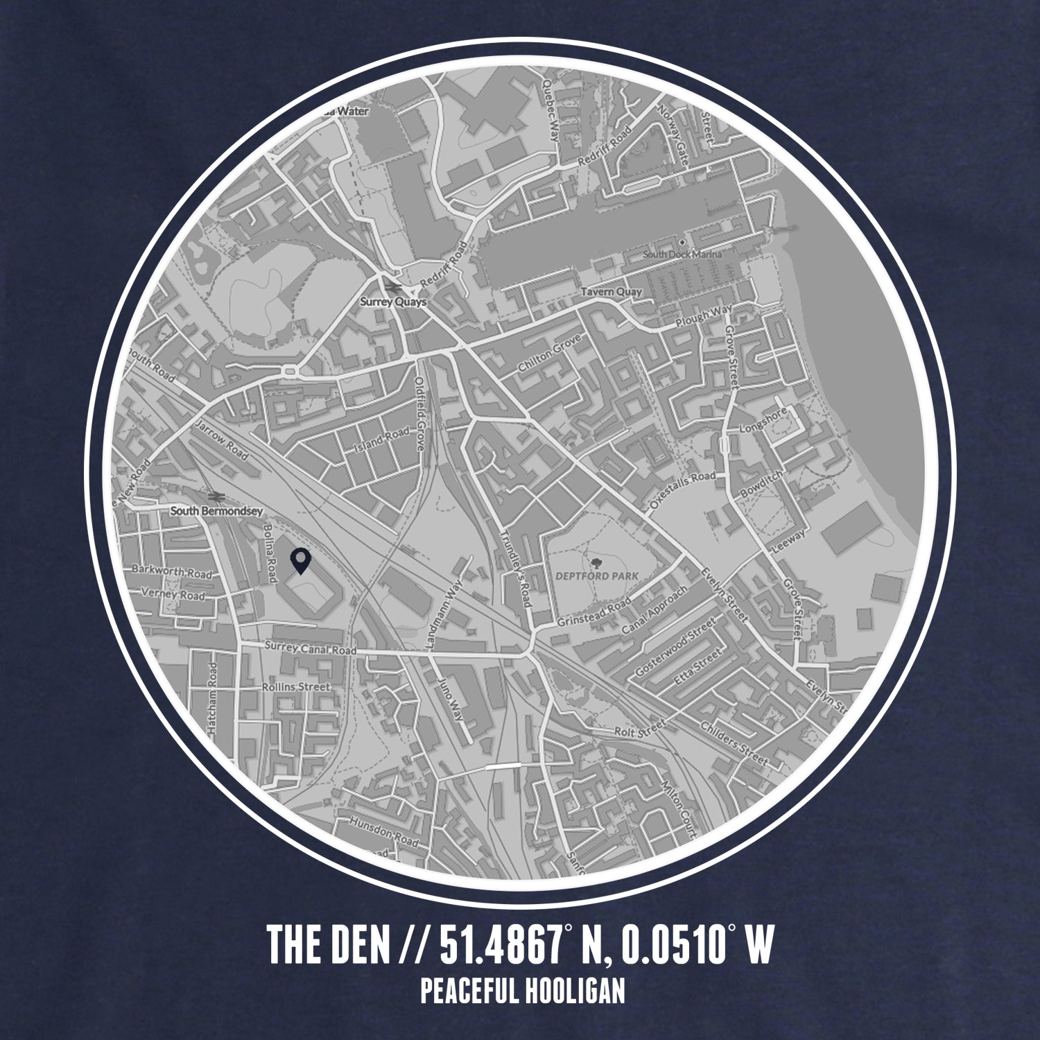 The Den Location Sweatshirt Navy - Peaceful Hooligan