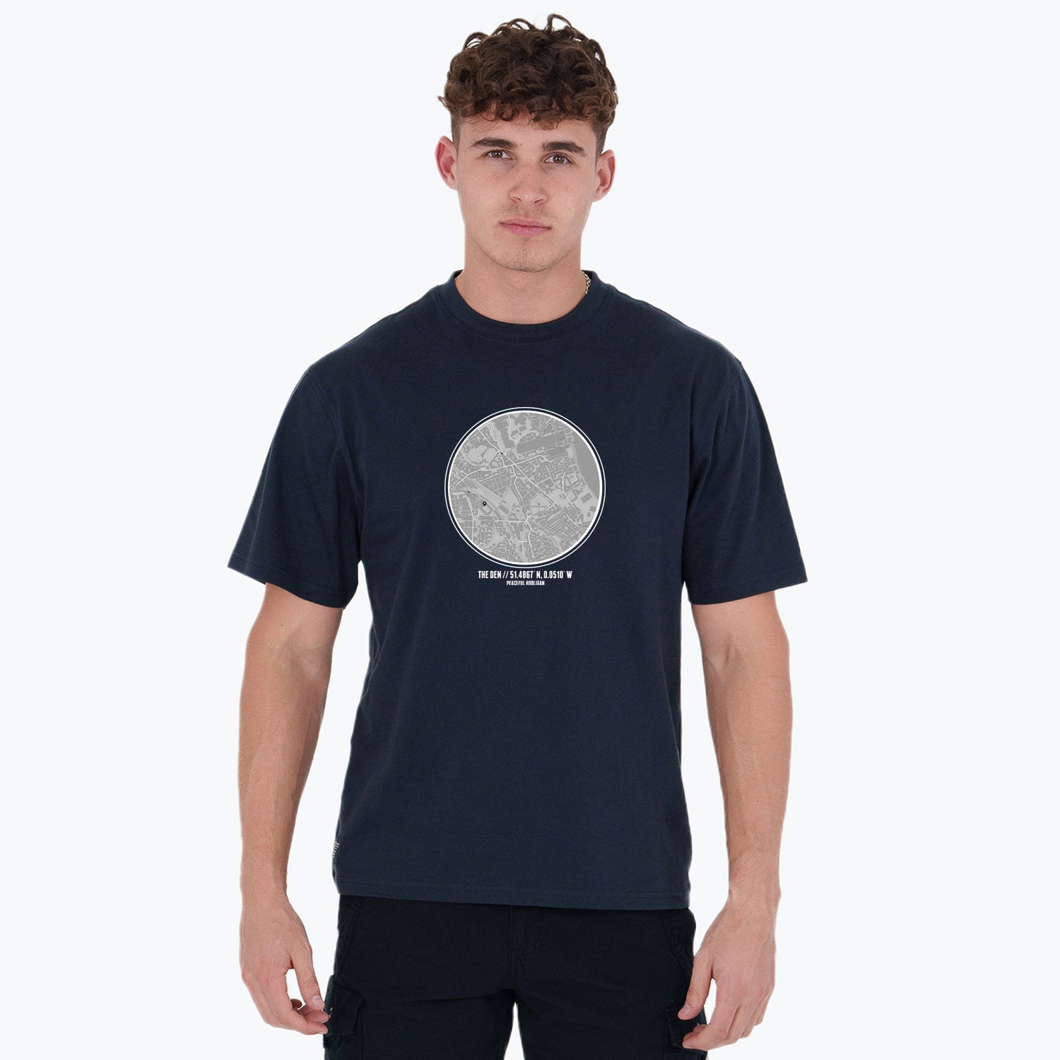The Den Location T-Shirt Navy - Peaceful Hooligan