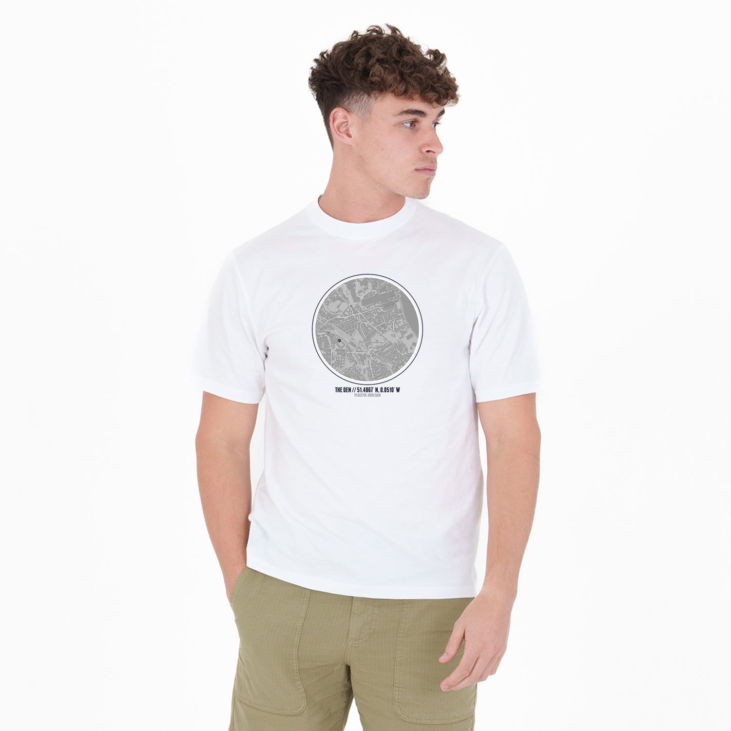 The Den Location T-Shirt White - Peaceful Hooligan