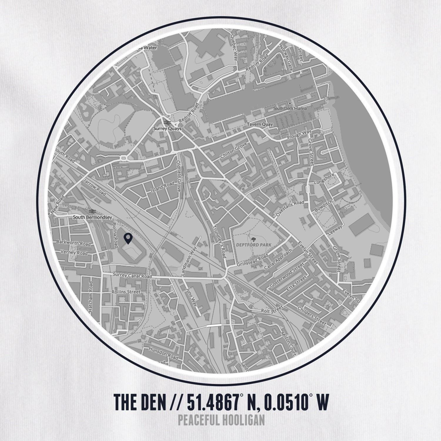 The Den Location T-Shirt White - Peaceful Hooligan