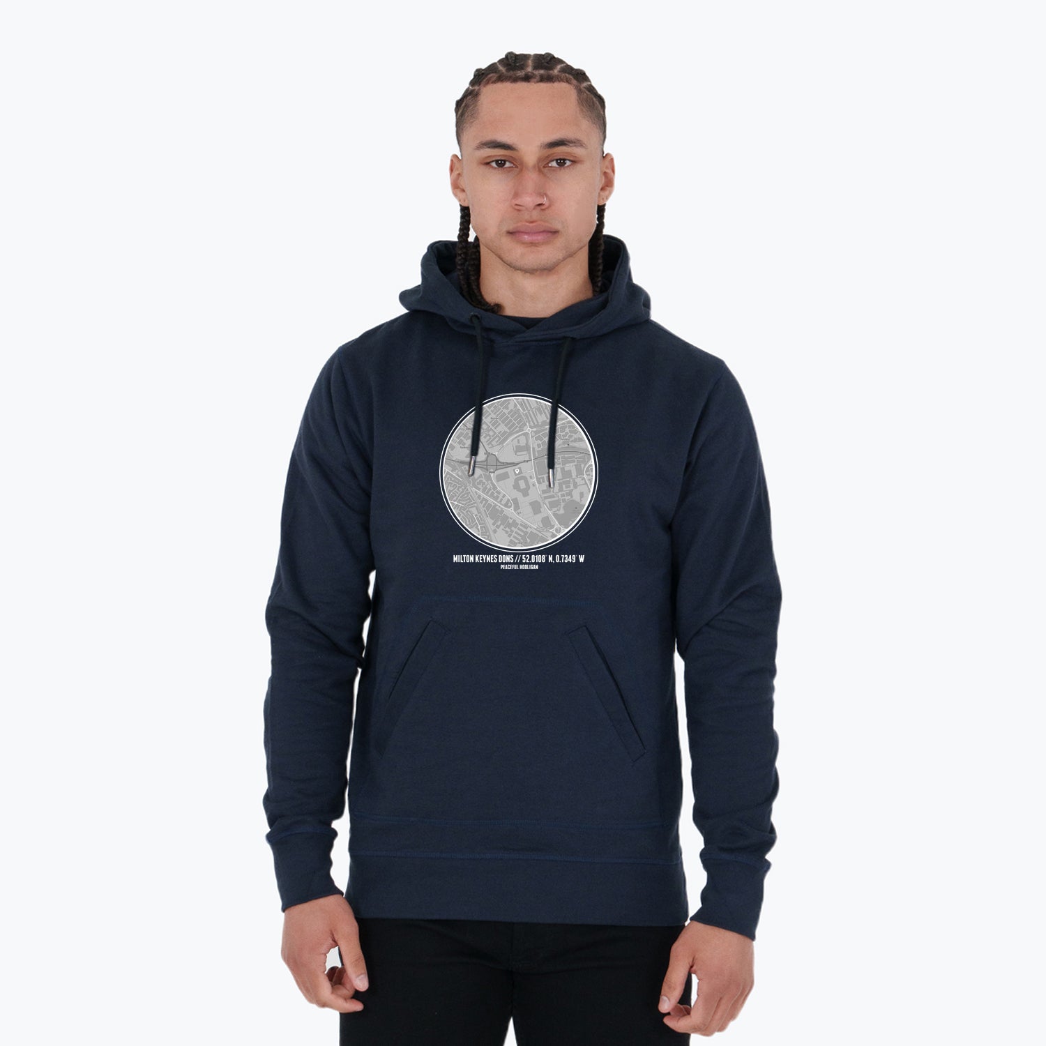 Milton Keynes Dons Location Hoodie Navy - Peaceful Hooligan