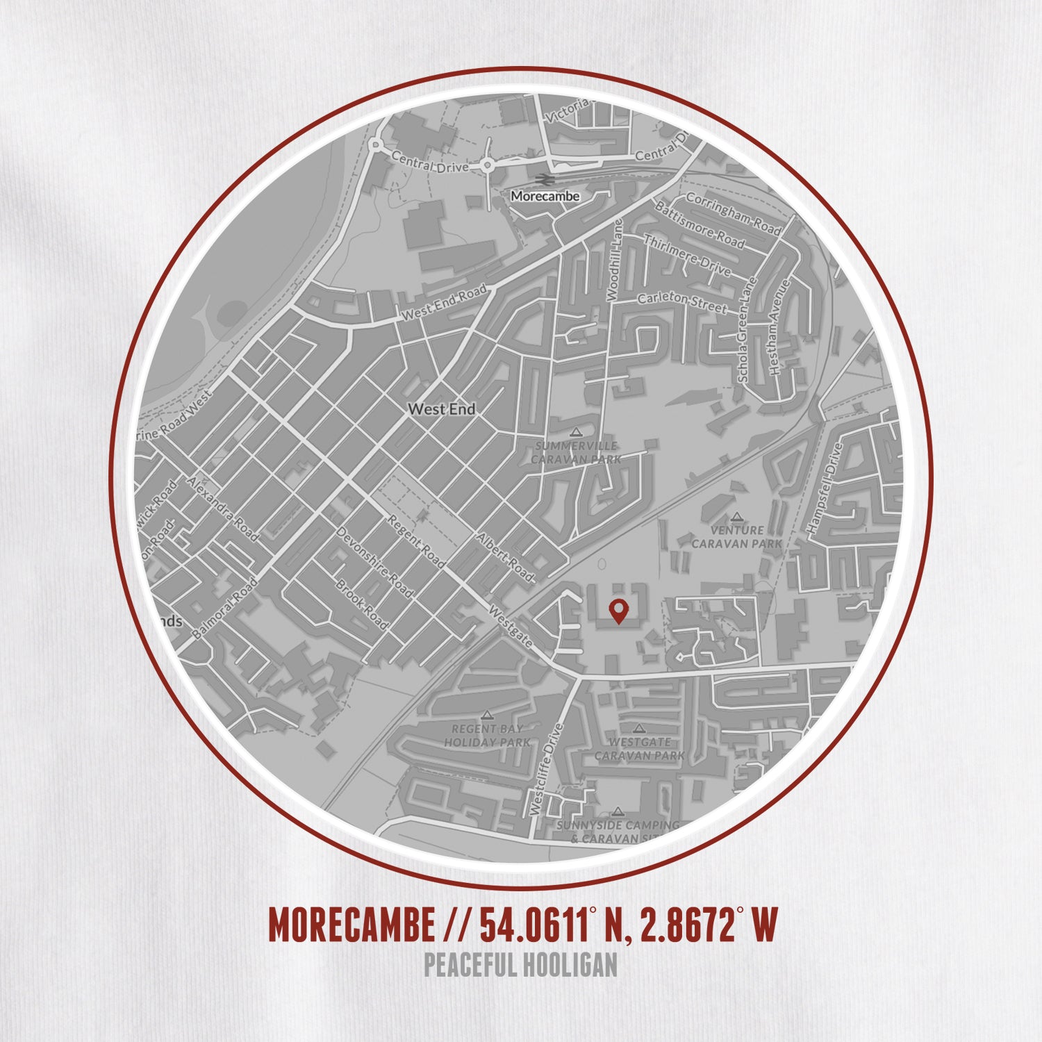 Morecambe Location T-Shirt White - Peaceful Hooligan