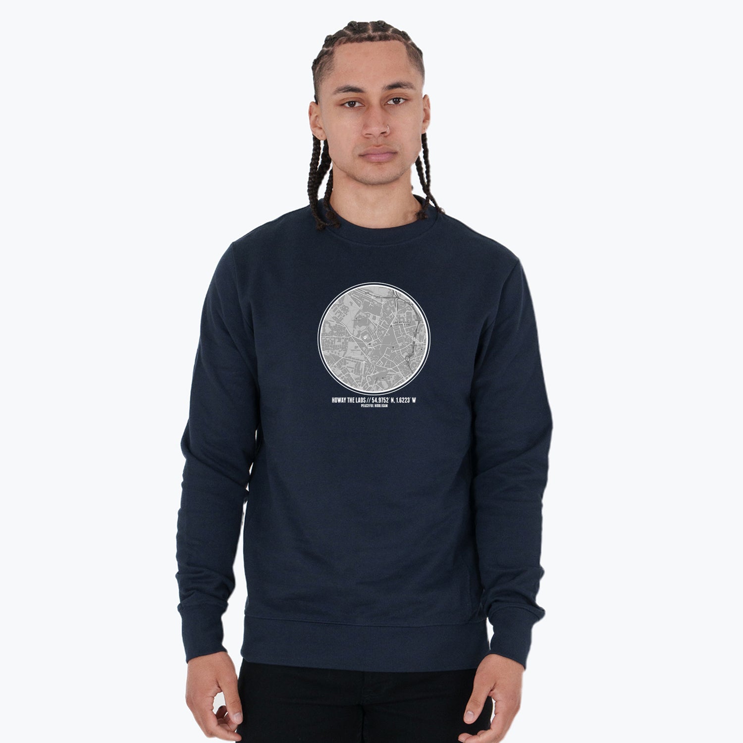 Howay The Lads Location Sweatshirt Navy - Peaceful Hooligan