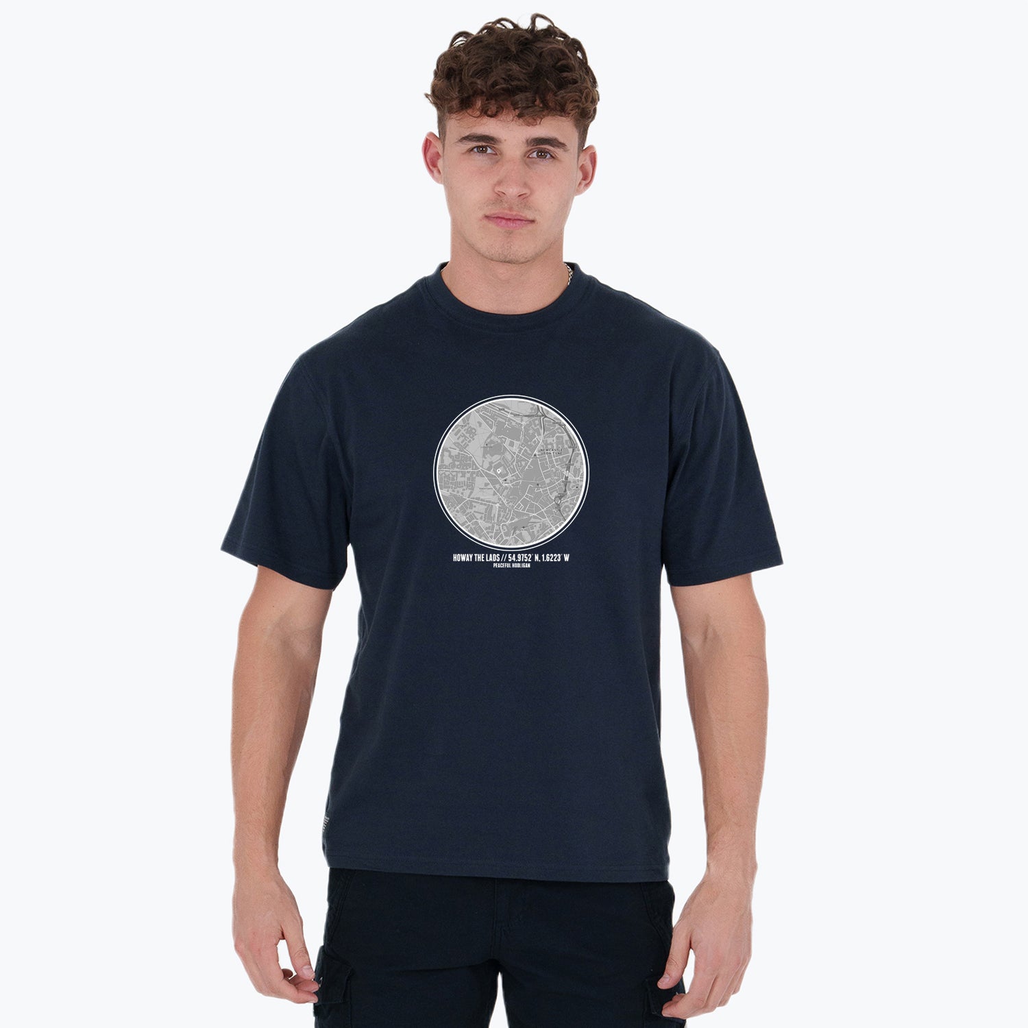 Howay The Lads Location T-Shirt Navy - Peaceful Hooligan