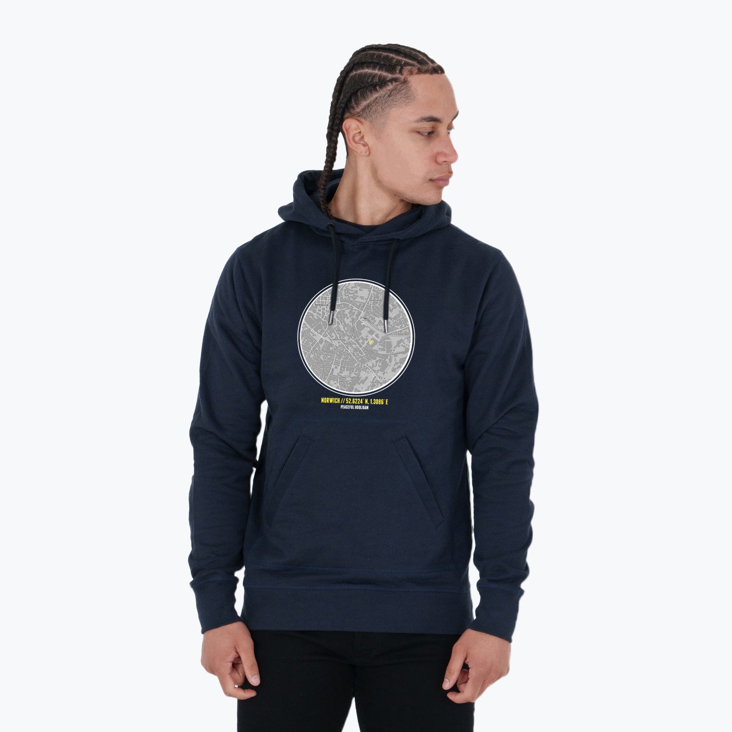Norwich Location Hoodie Navy - Peaceful Hooligan
