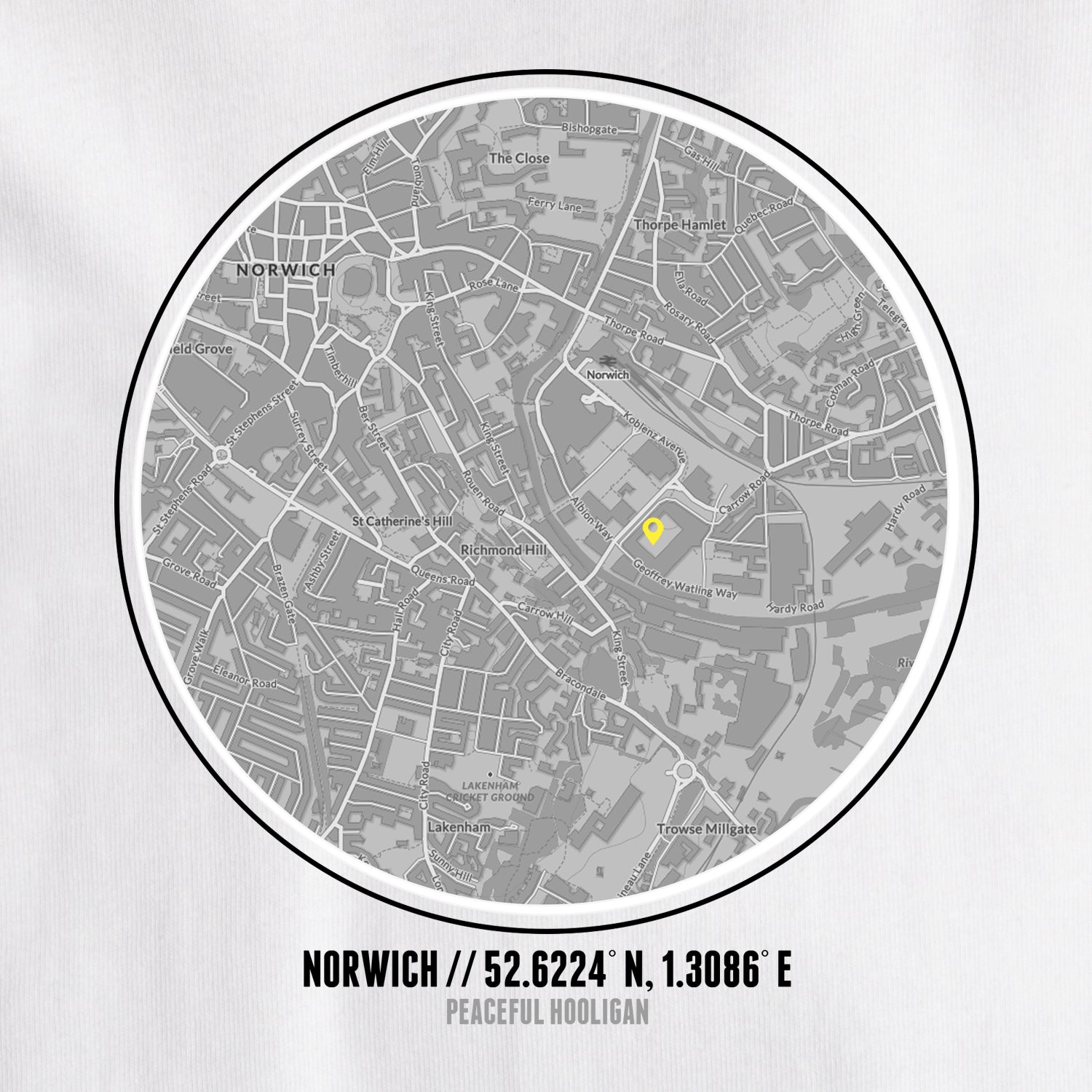Norwich Location T-Shirt White - Peaceful Hooligan