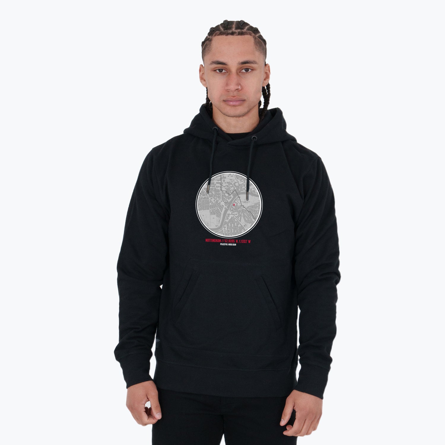 Nottingham Location Hoodie Black - Peaceful Hooligan